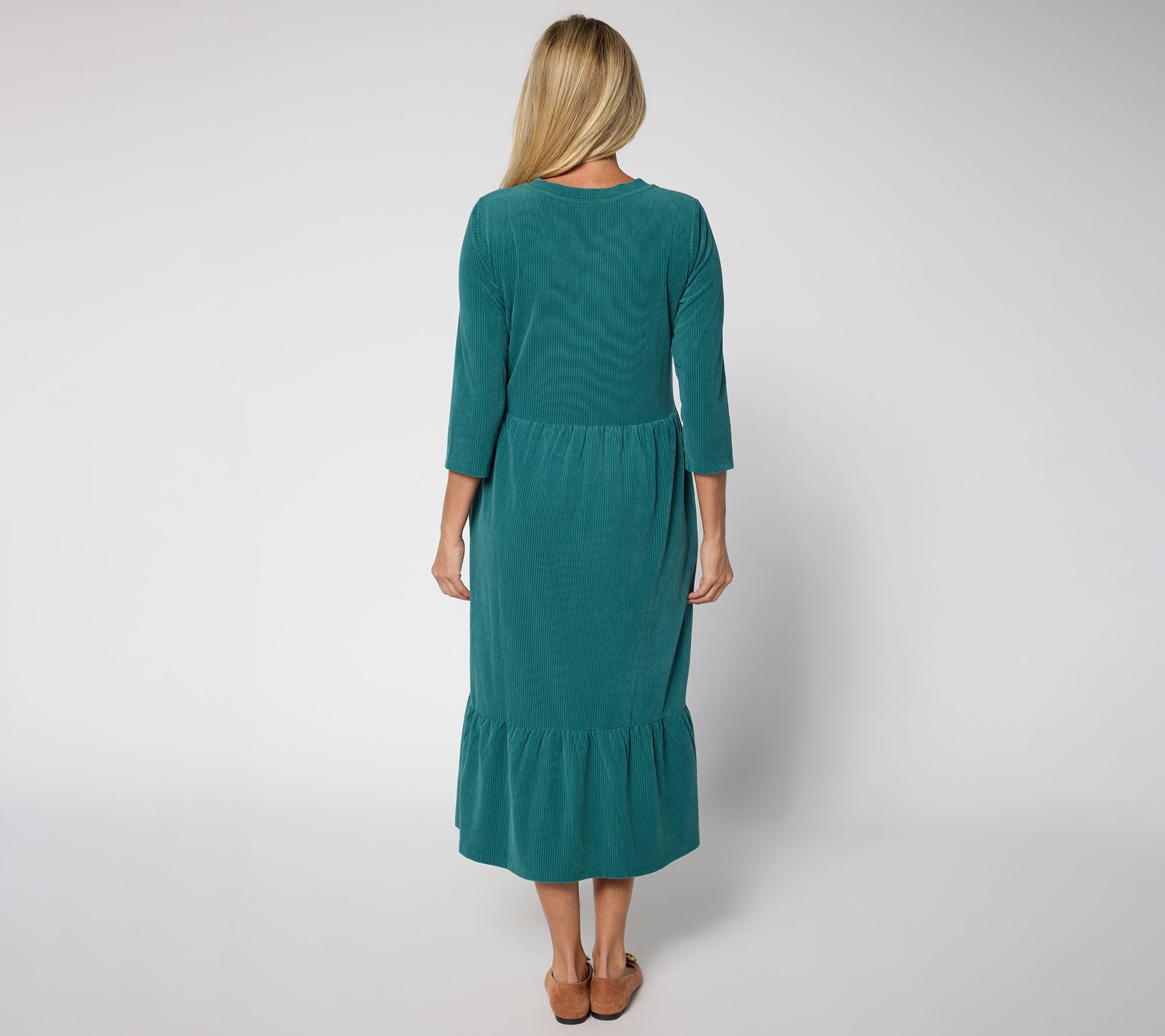 Denim & Co. Regular Heritage Velour Knit Midi Dress