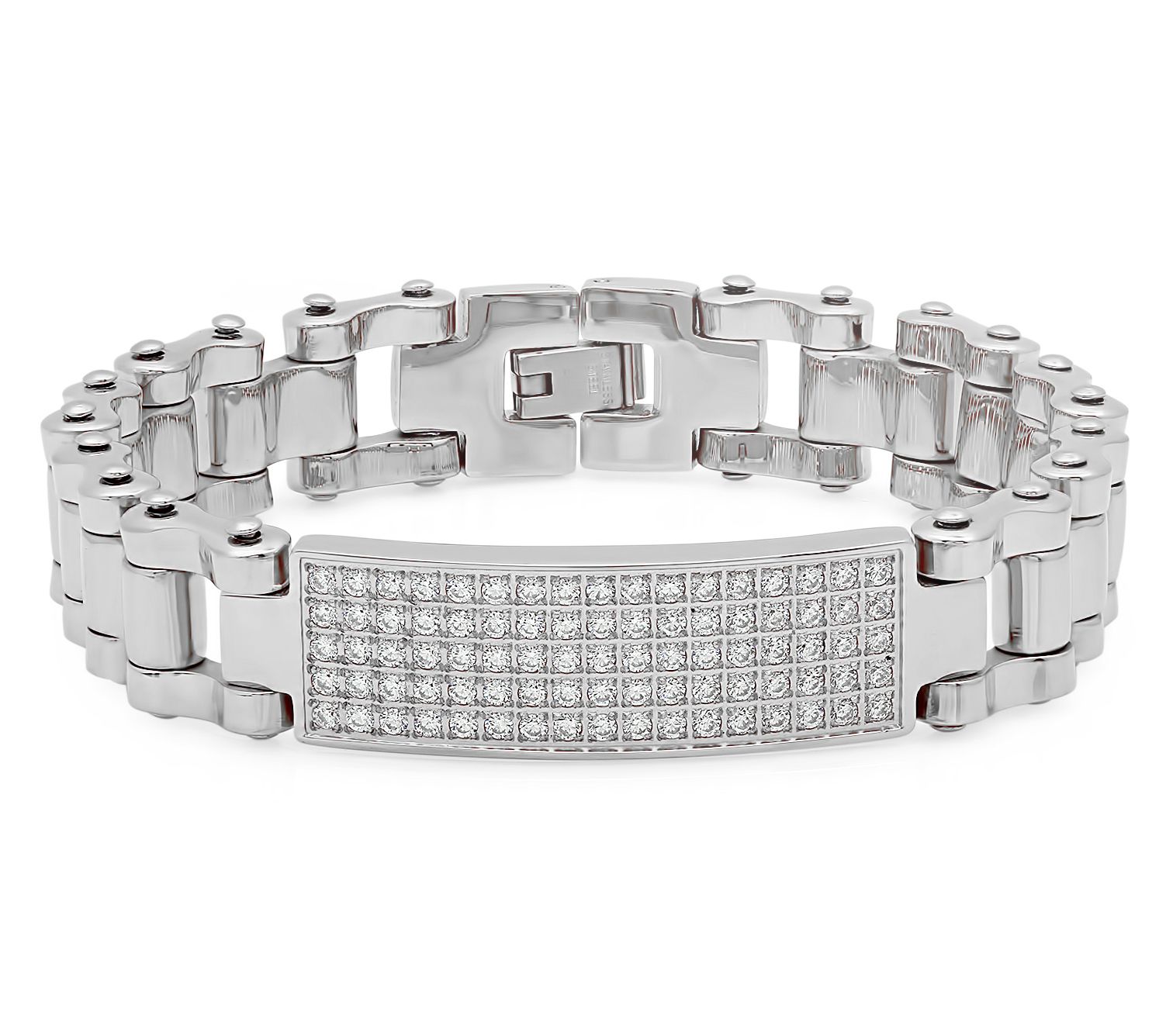 Steel By Design Men's Pave ID Link Bracelet