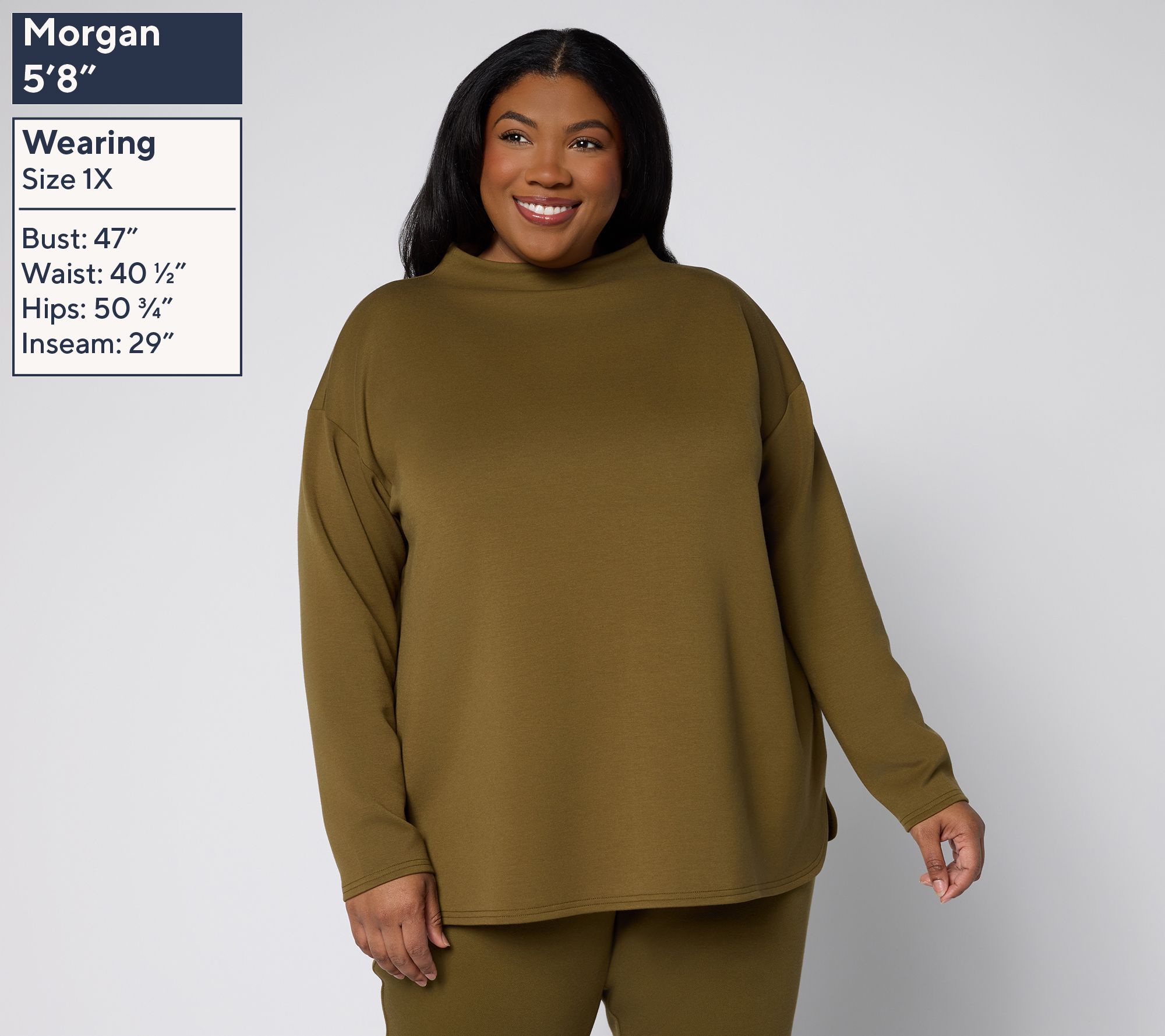 Martha Stewart Signature Comfort Stretch Modern Funnel Neck Top