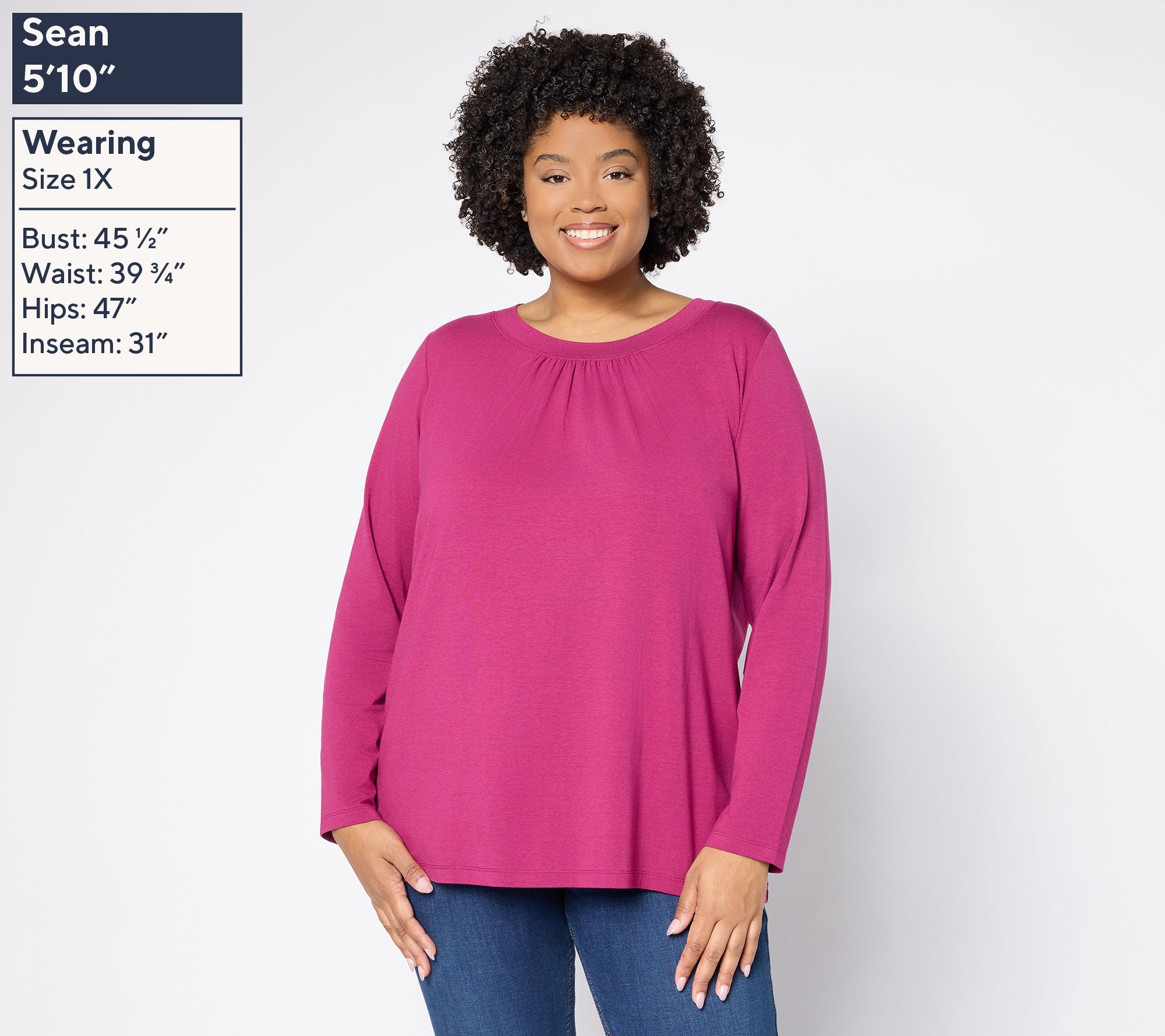 Denim & Co. Essentials So Soft Jersey Ruched Neck Top