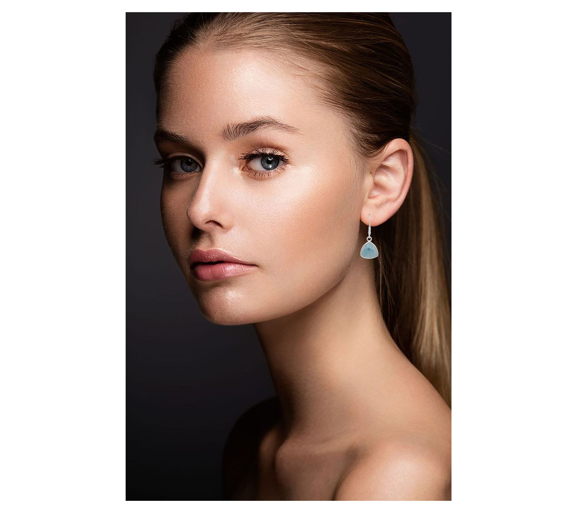 Affinity Gems Larimar Trillion Cut Drop Earrings, Sterling