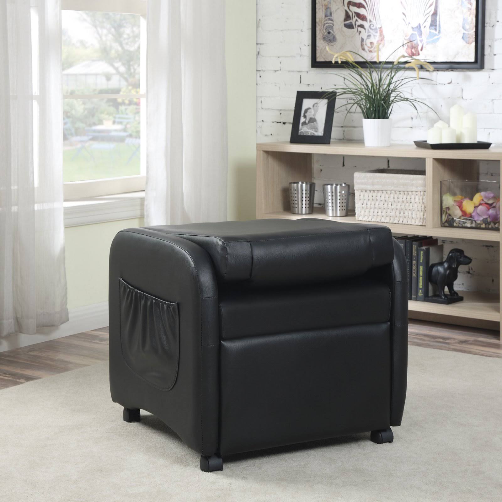 Hodedah HIR610 Recliner with Wheels, Black