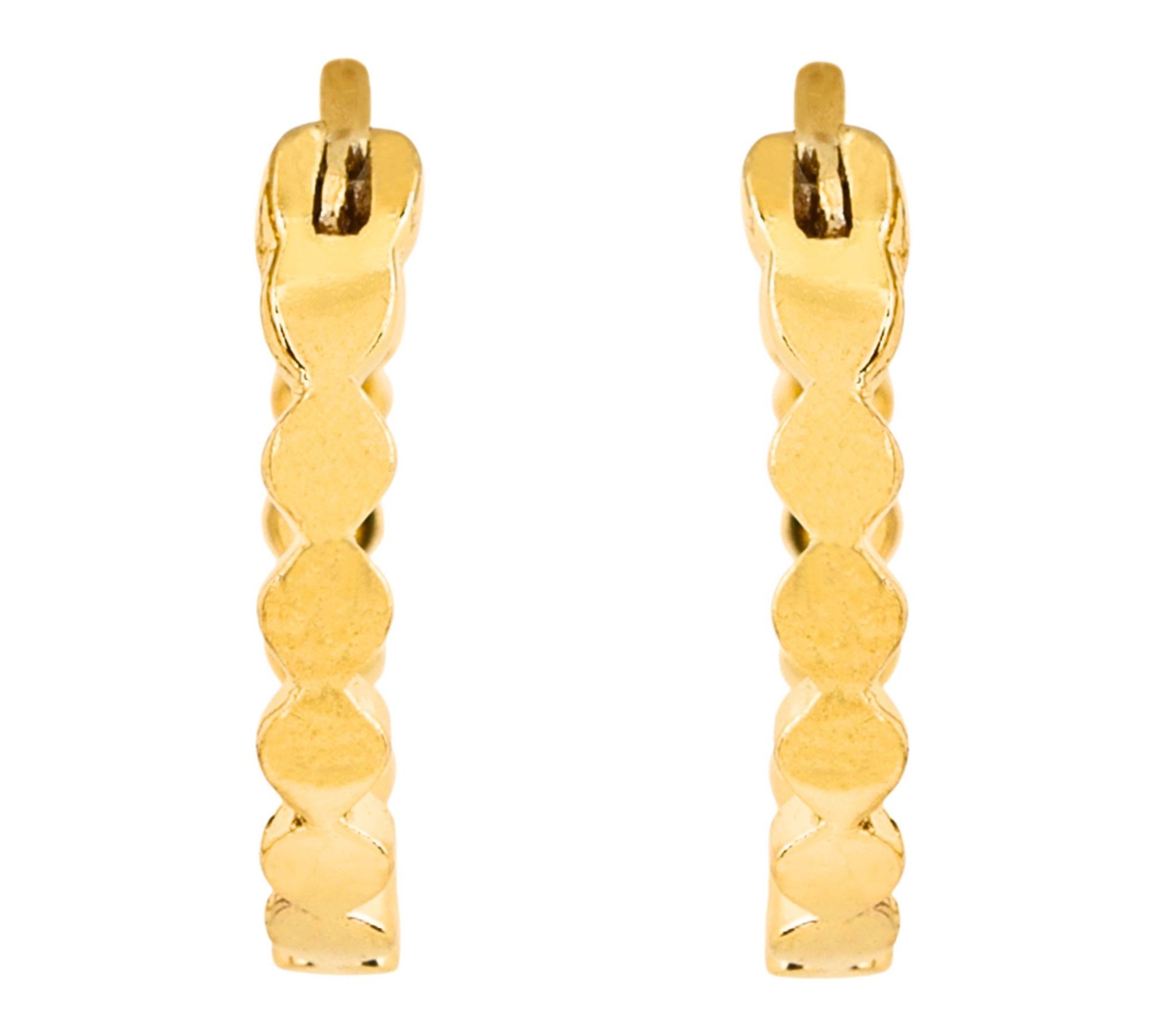 14K Gold Plated Flat Bead Hoop Earrings