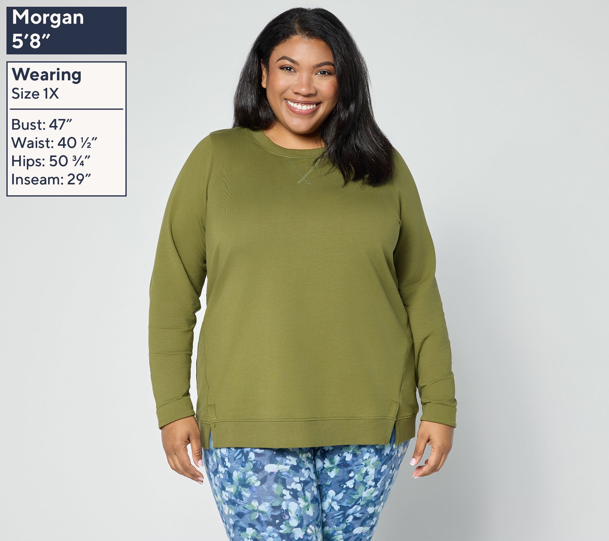 Denim & Co. Active French Terry Top with Slit Detail