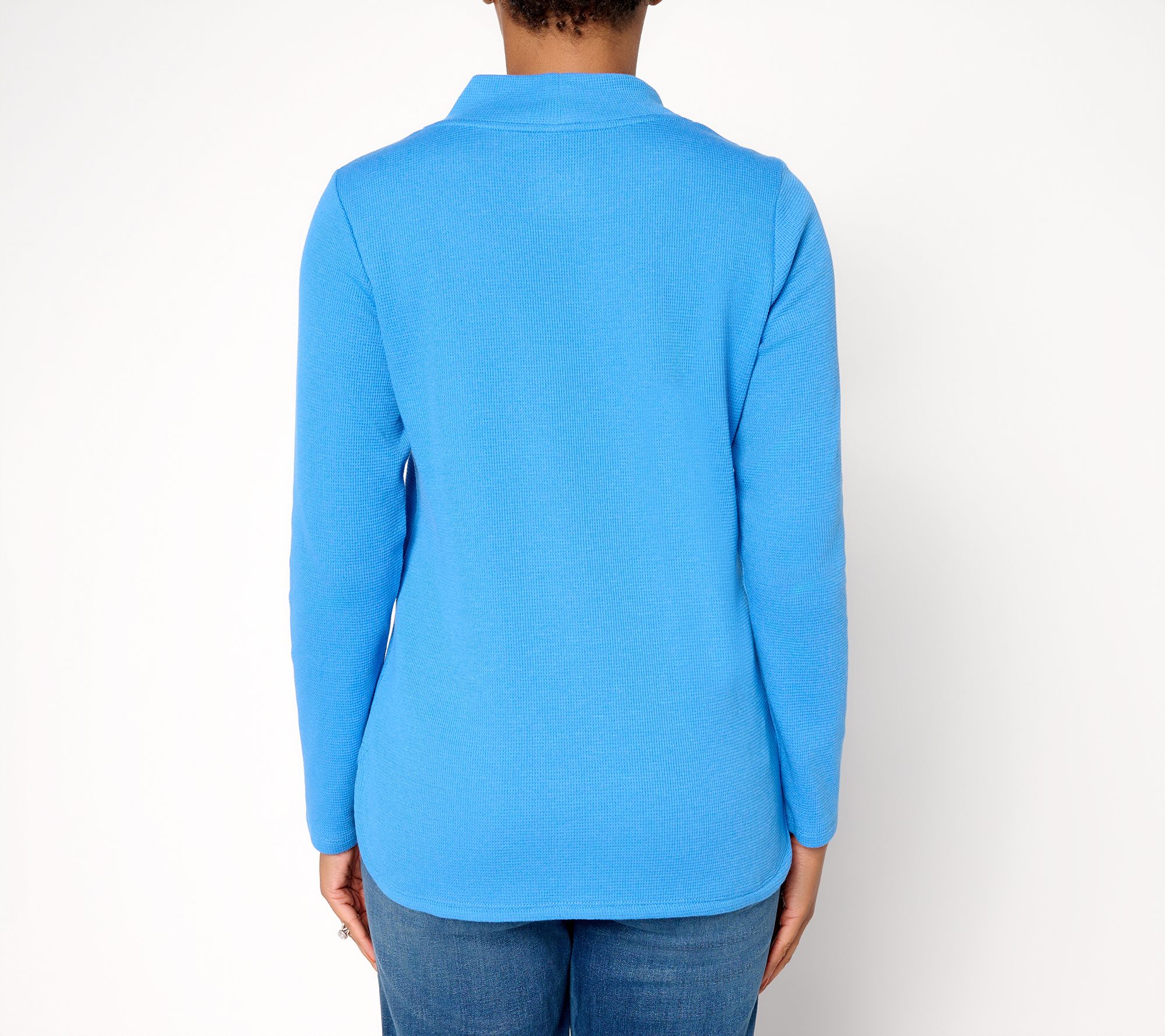 Denim & Co. Essentials Waffle Knit Crossover Neck Top