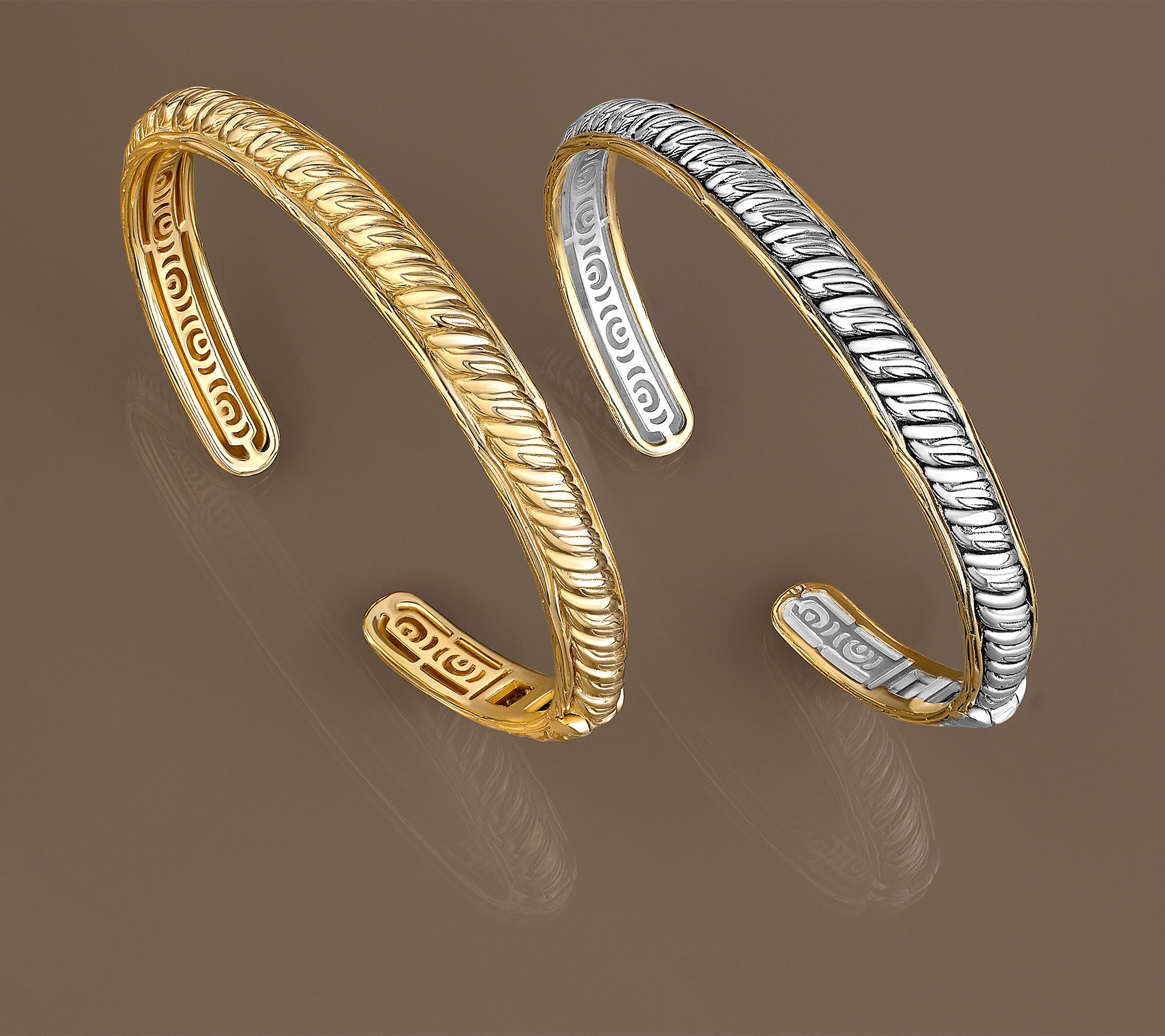 Christian James by Scott Grimes 14K Gold Clad Ripple Cuff Bracelet 14.6g