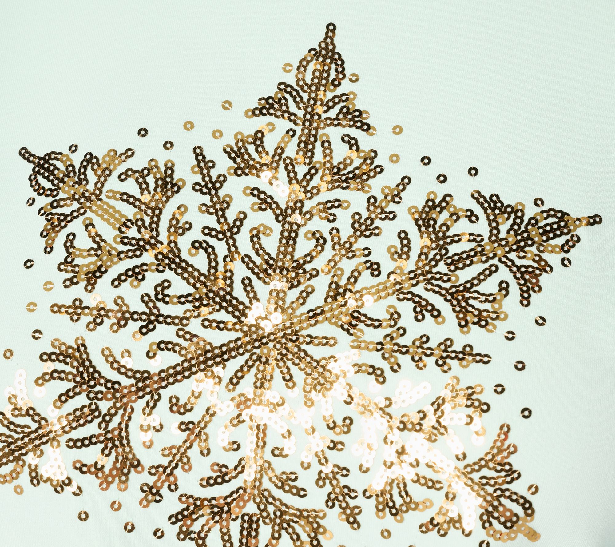 Quacker Factory Baby It's Cold Sequin Snowflake Long Sleeves Shirt