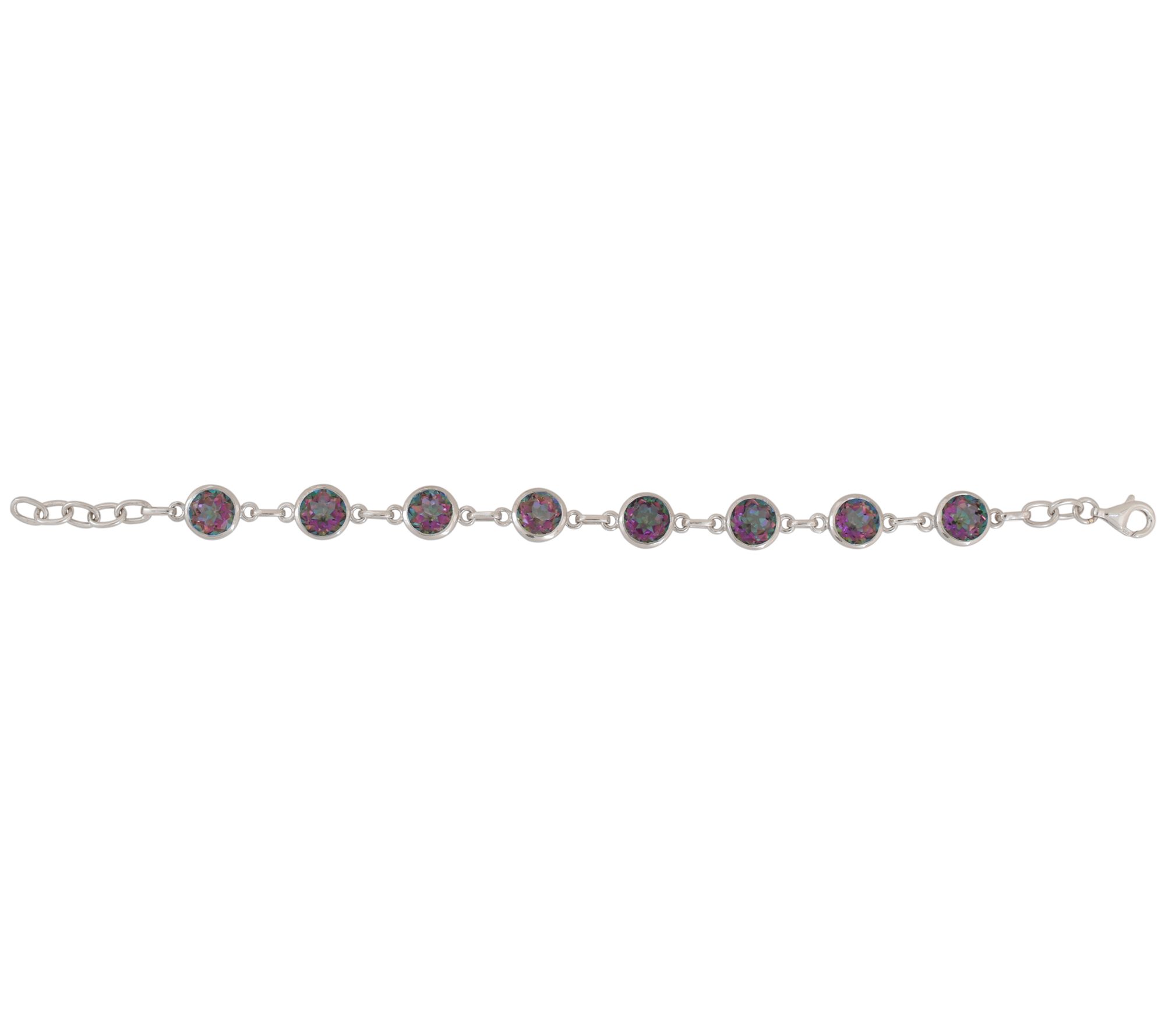 Affinity Gems Green Coated Quartz Station Bracelet, Sterling