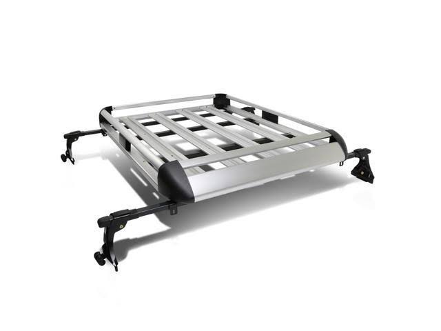 DNA Motoring 50x22 x 38x22 Aluminum Roof Rack Top Cargo Carrier Basket+Cross Bar (Silver)