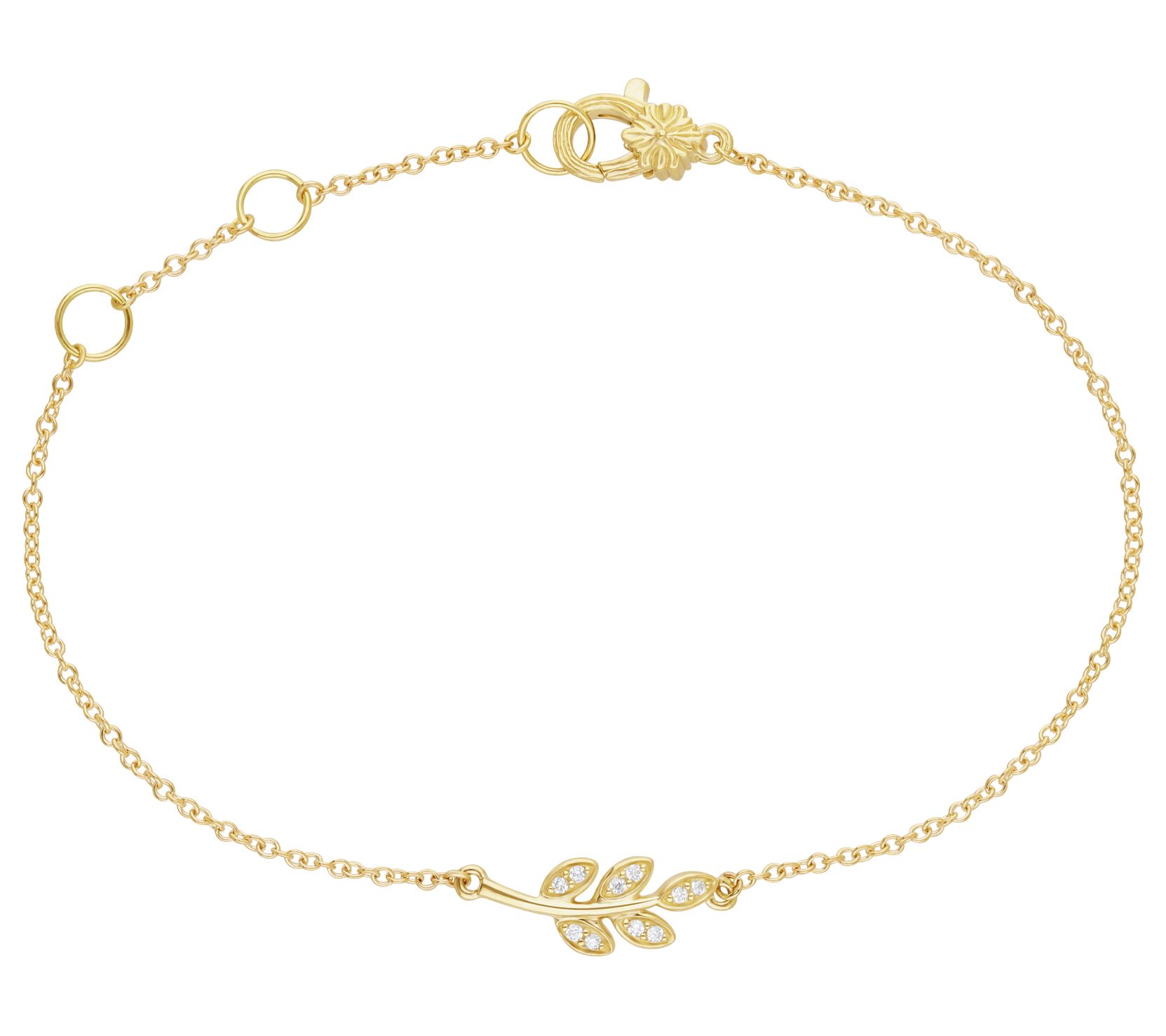 Ariva 14K Gold Diamond Accent Laurel Bracelet