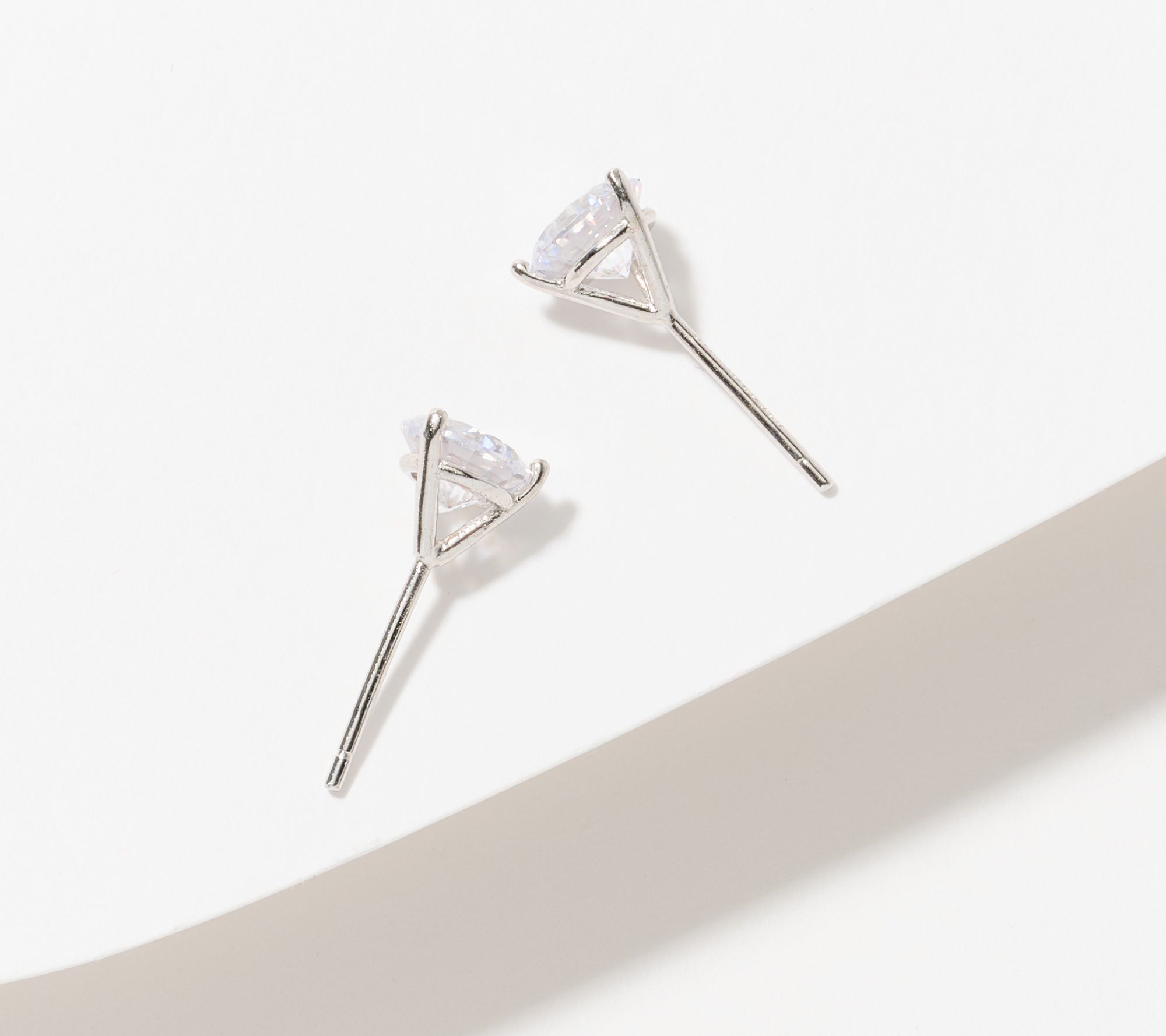 Diamonique Round 3-Prong Stud Earrings with Nutcracker Gift Box, Sterl