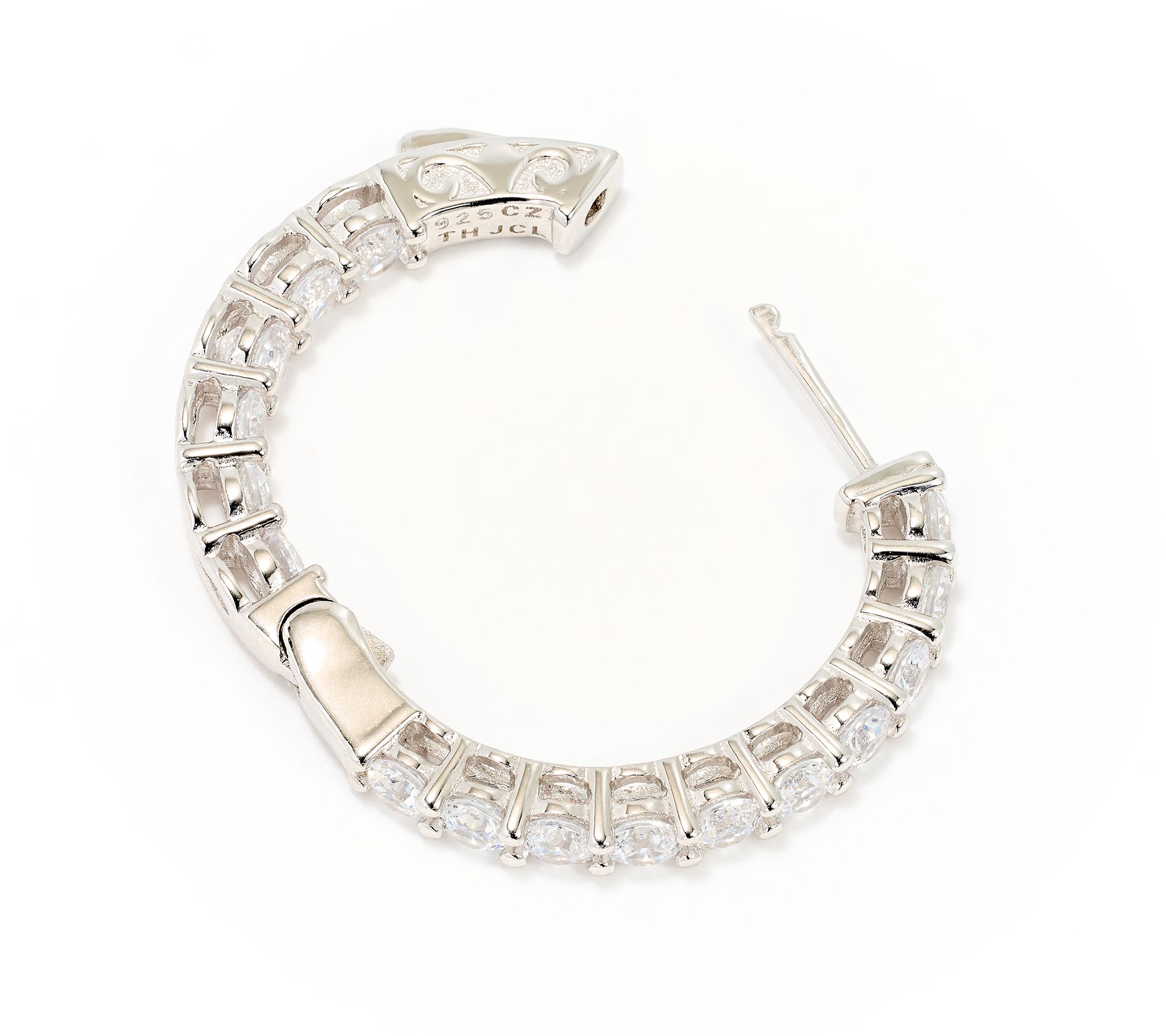 Diamonique Classics Inside-Out Hoop Earrings, Sterling Silver