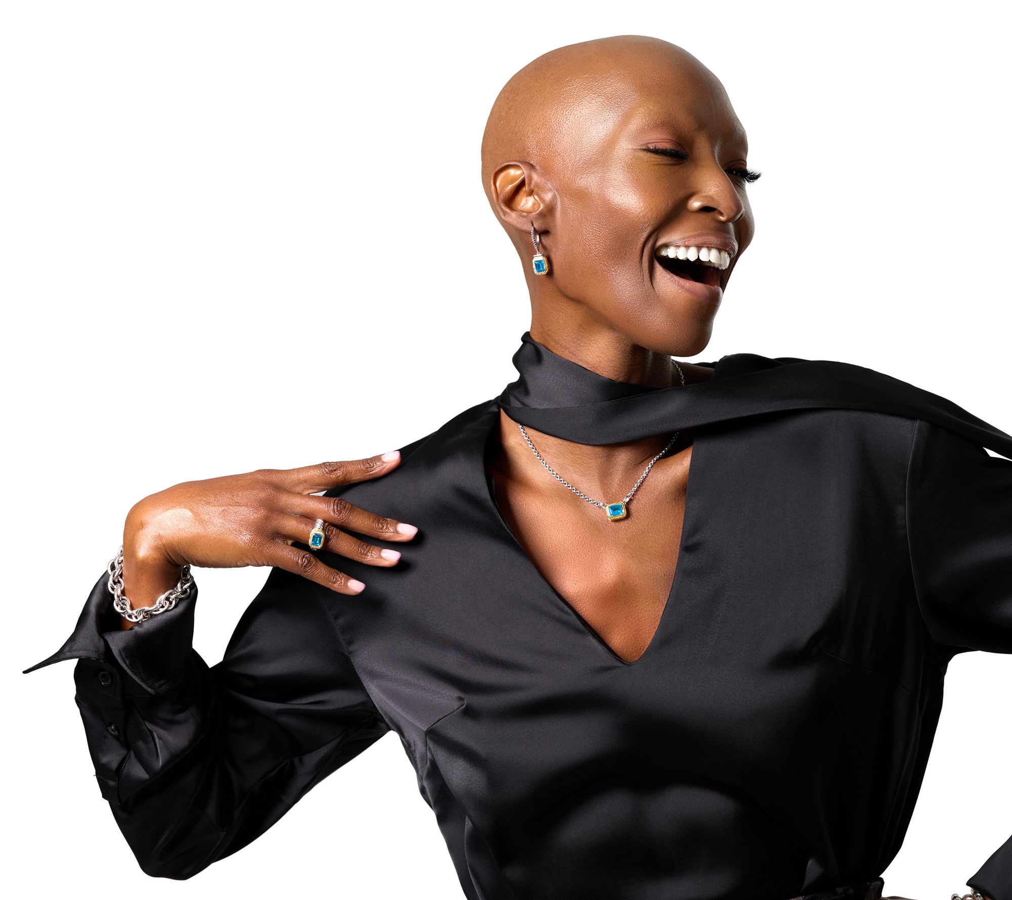 Christian James by Scott Grimes Sterling Silver Two-Tone Gem Necklace