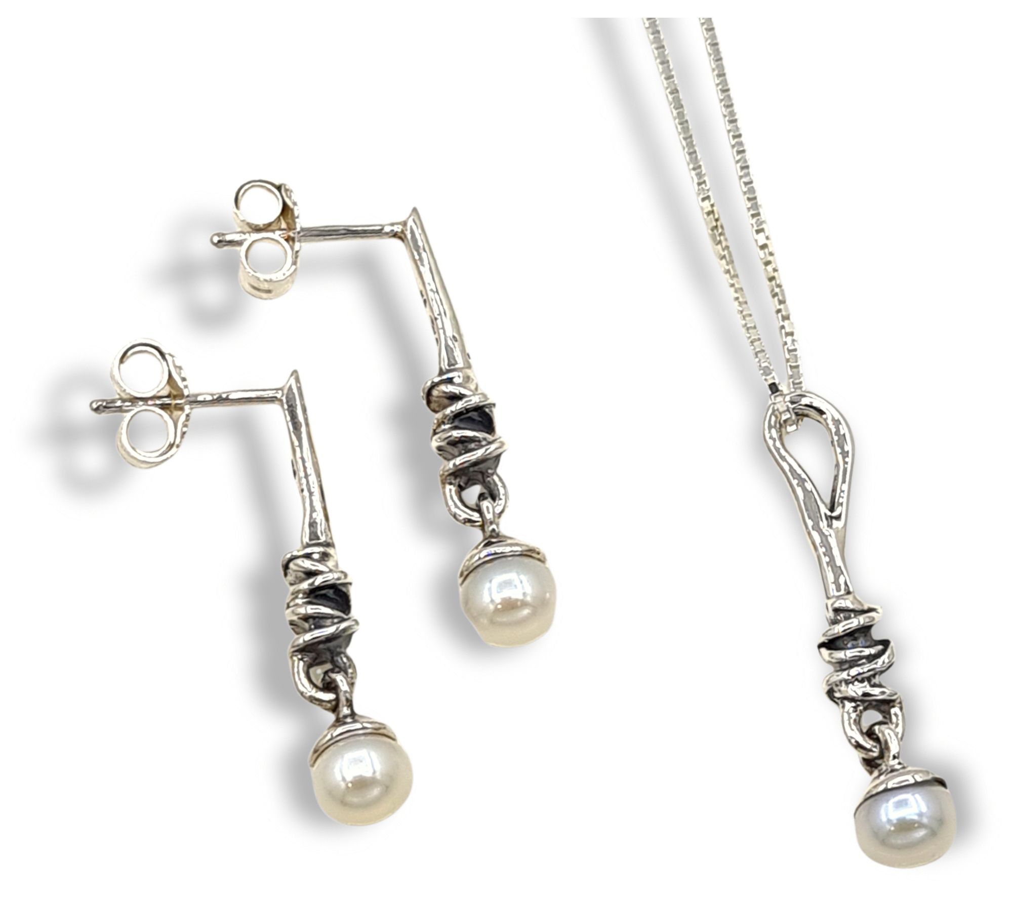 Hagit Cultured Pearl Earrings & Necklace Set,Sterling Silver