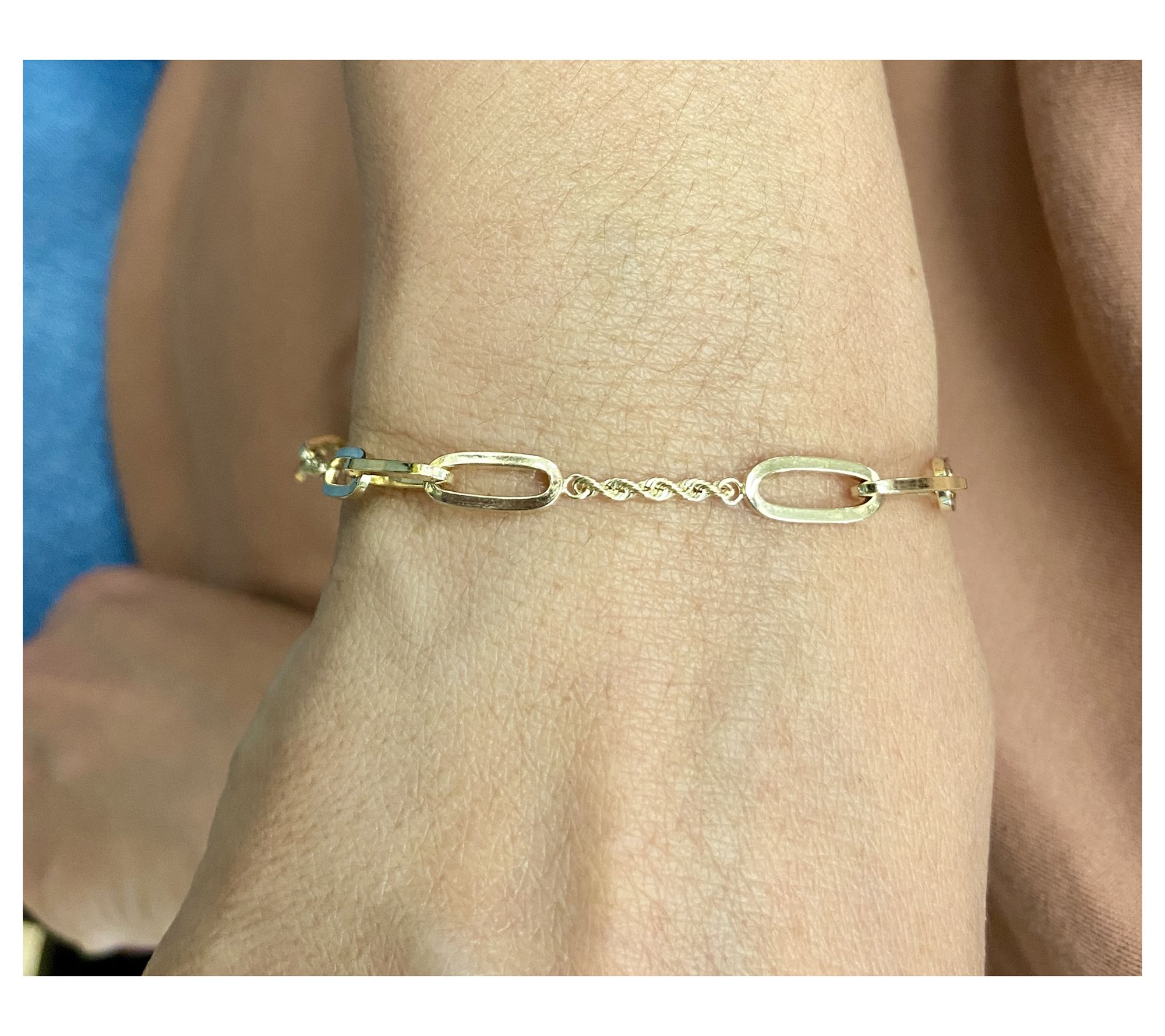 Alkeme 10K Gold Paperclip Link Station Bracelet