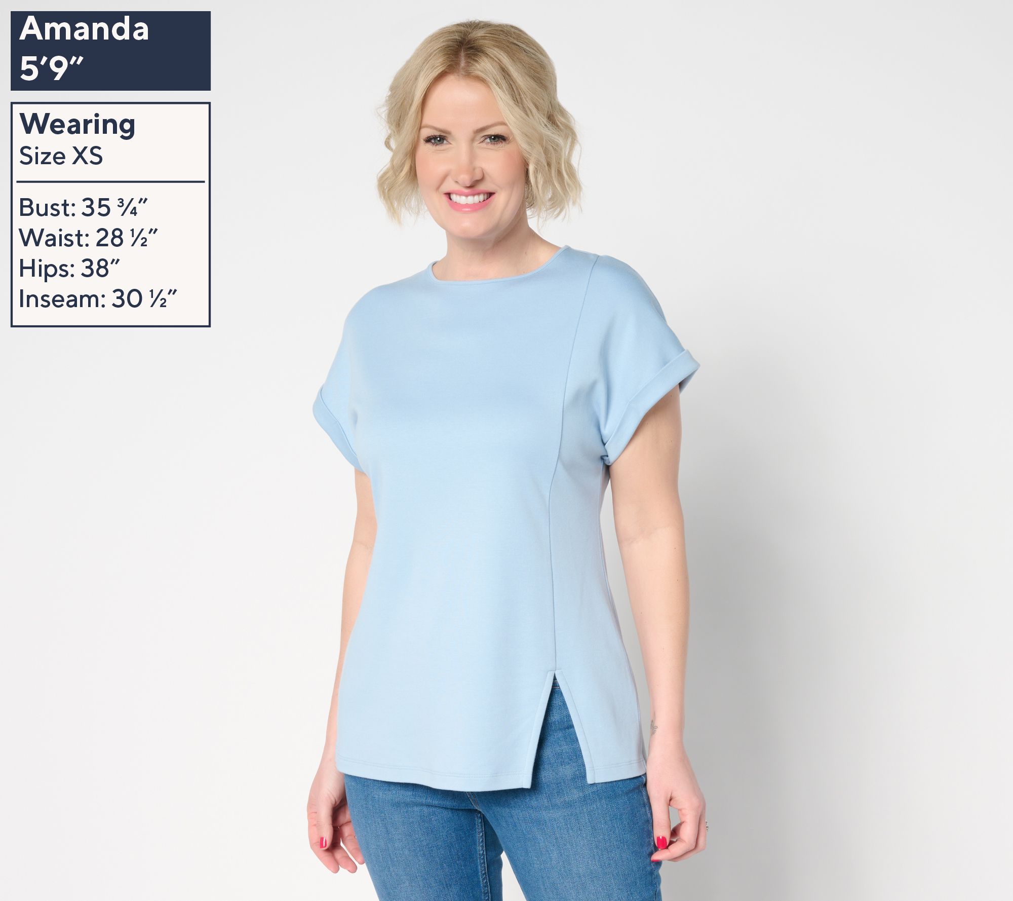 Martha Stewart Signature Short Sleeve Tunic with Side Seam Slit