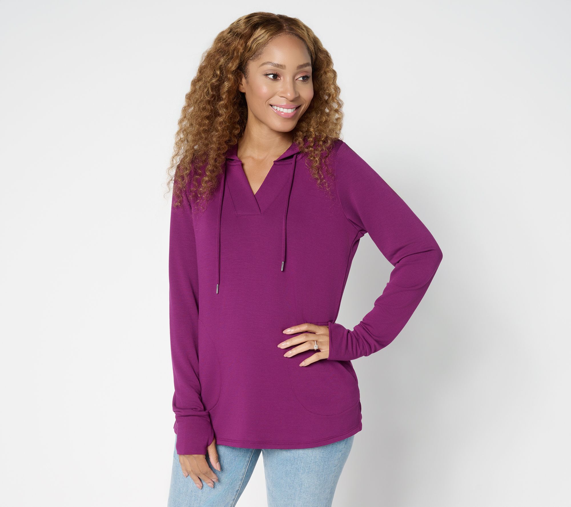 Brandis Dress Out Loud Acquitted Knit Split Neck Hoodie