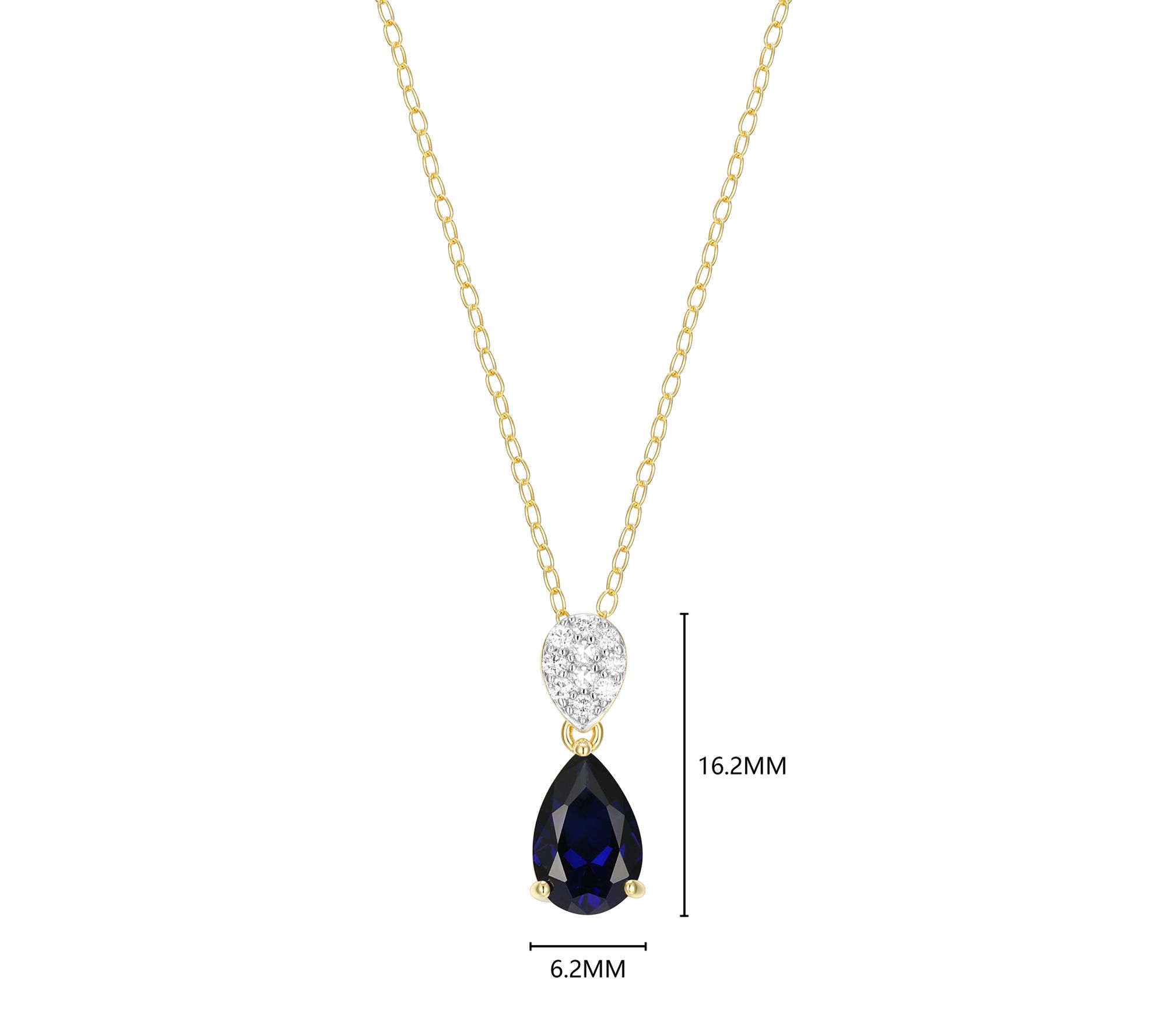 LuxLab Grown Pear Birthstone & Diamond Necklace, 18K Plated