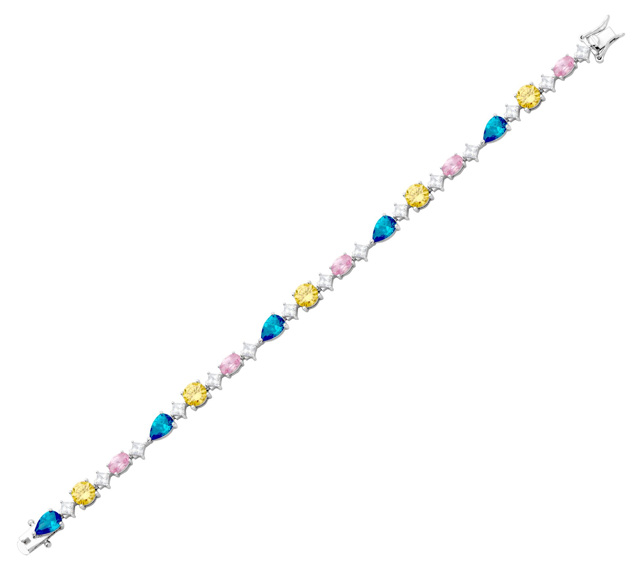 Diamonique 22.00 cttw Multi-Color Tennis Bracelet, Sterling