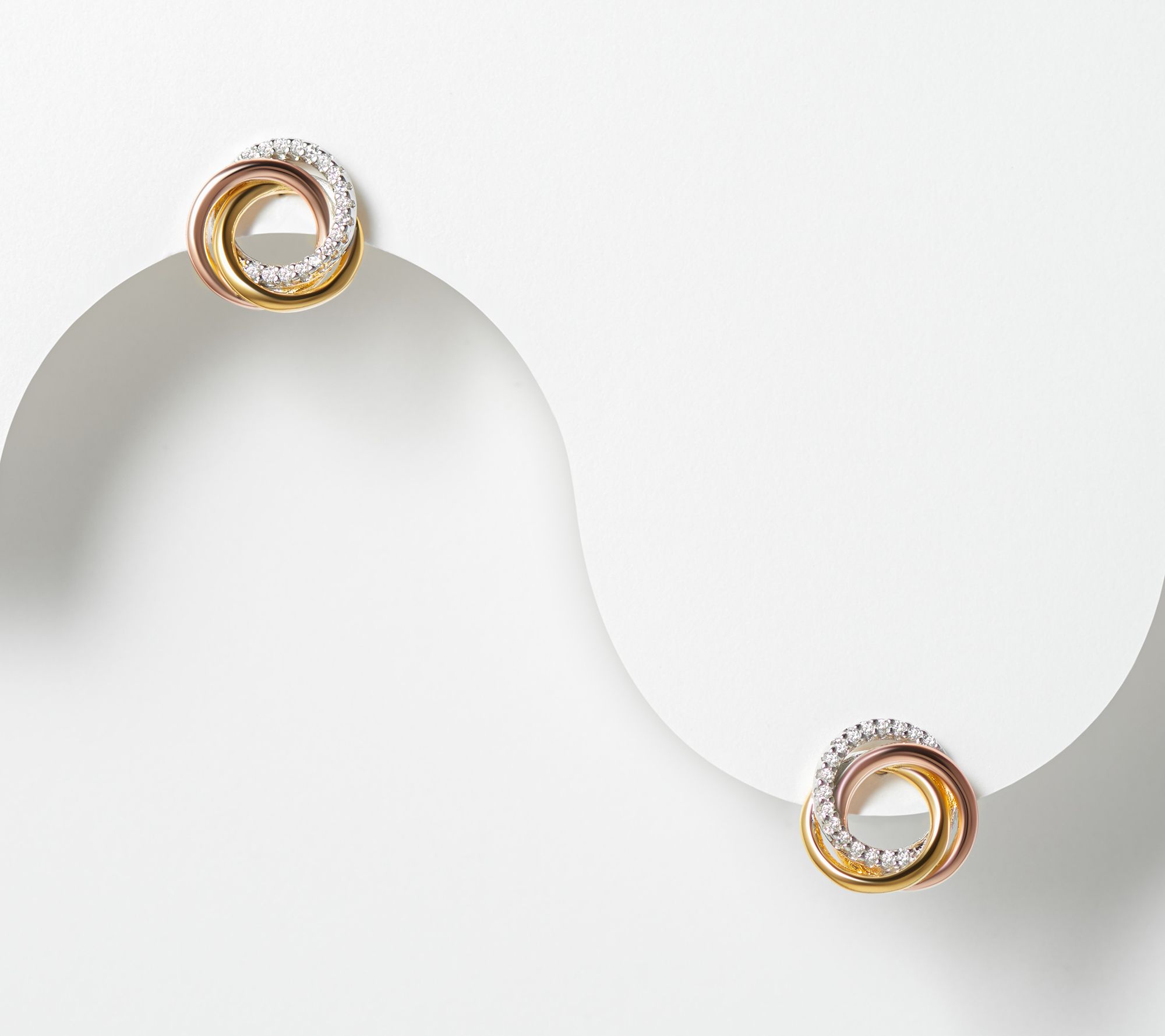 Diamonique 0.30 cttw Tri-Color Earrings, Sterling Silver