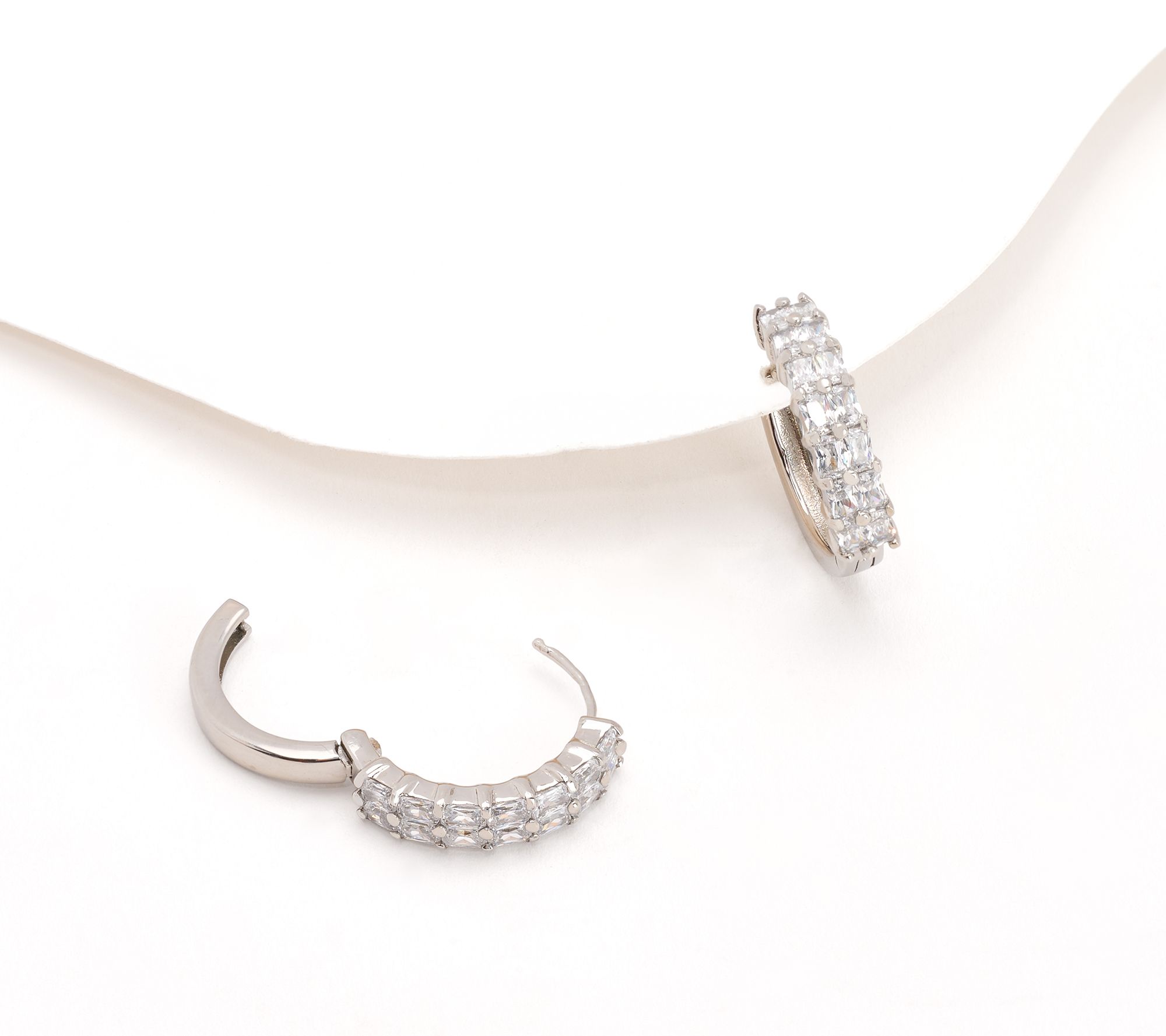 Steel by Diamonique Baguette Hoop Earrings