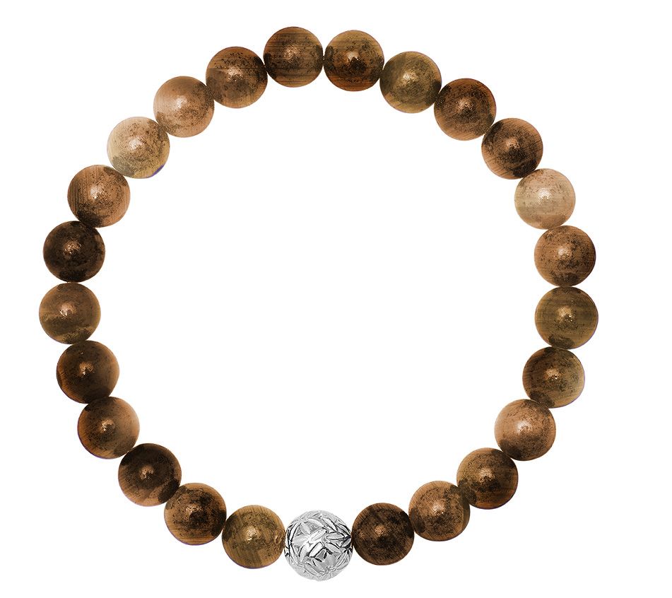 Silver Style Men's Gemstone Beaded Bracelet, Sterling