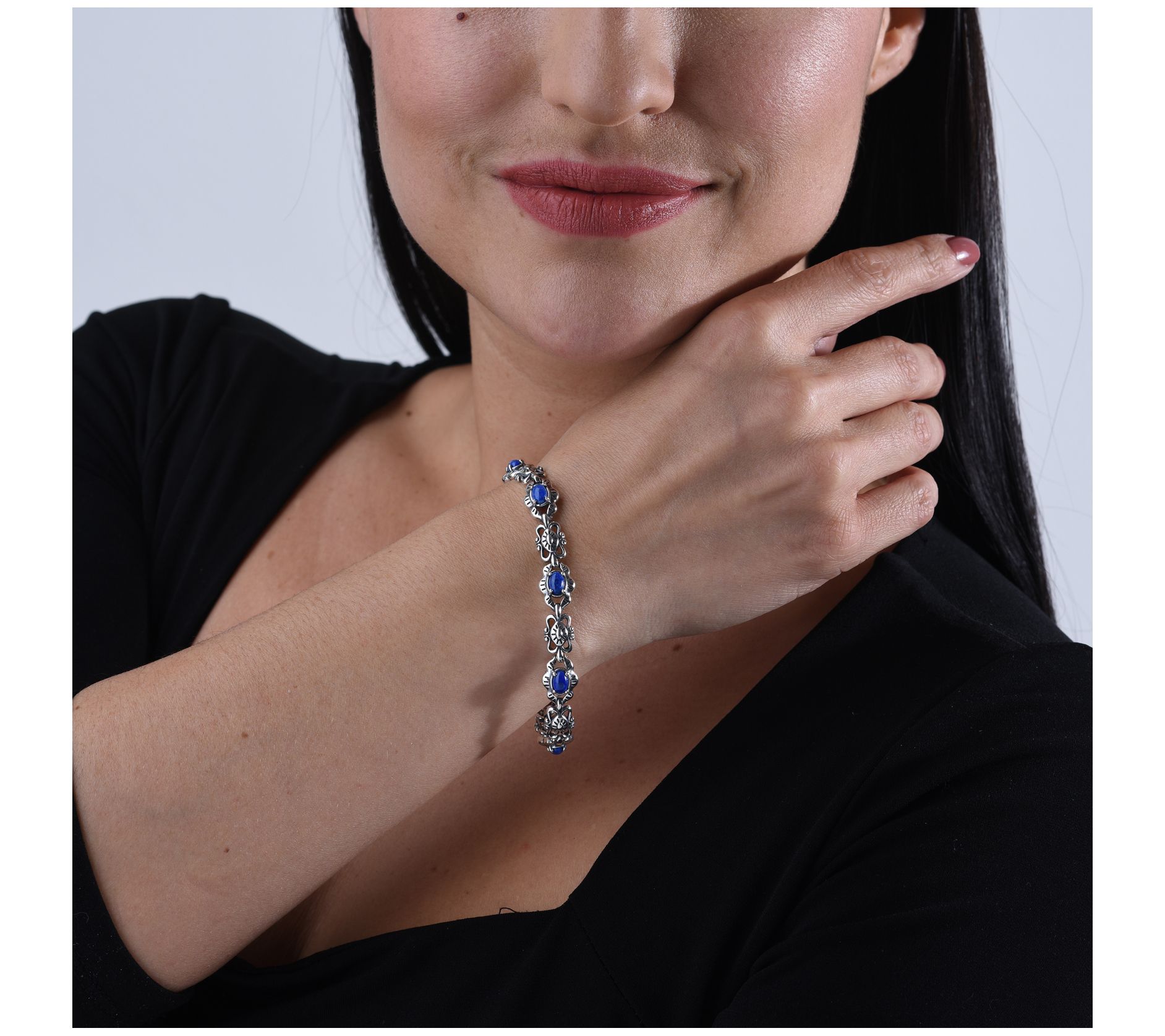 American West Sterling Santa Fe Sunrise Gemstone Link Bracelet