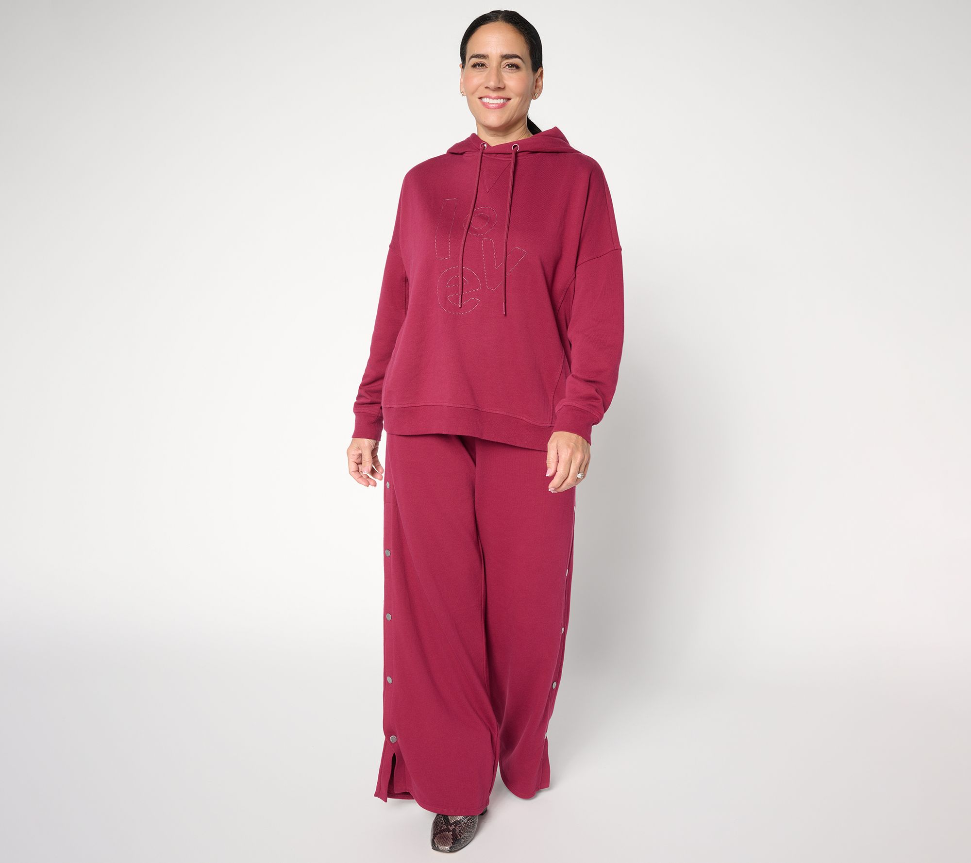 Peace Love World French Terry Embroidered Graphic Hoodie