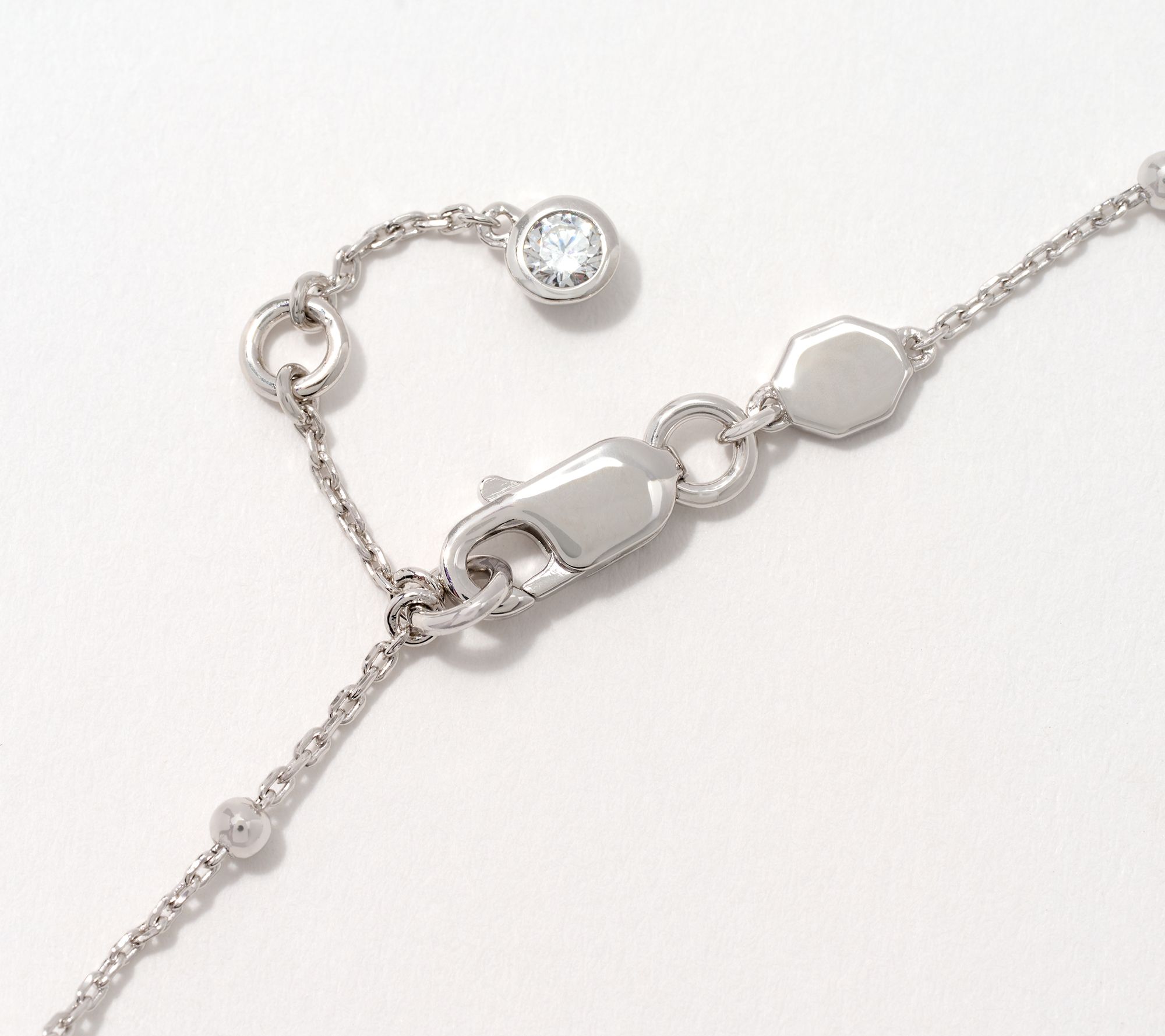 Diamonique Chain Station Bracelet, Sterling Silver