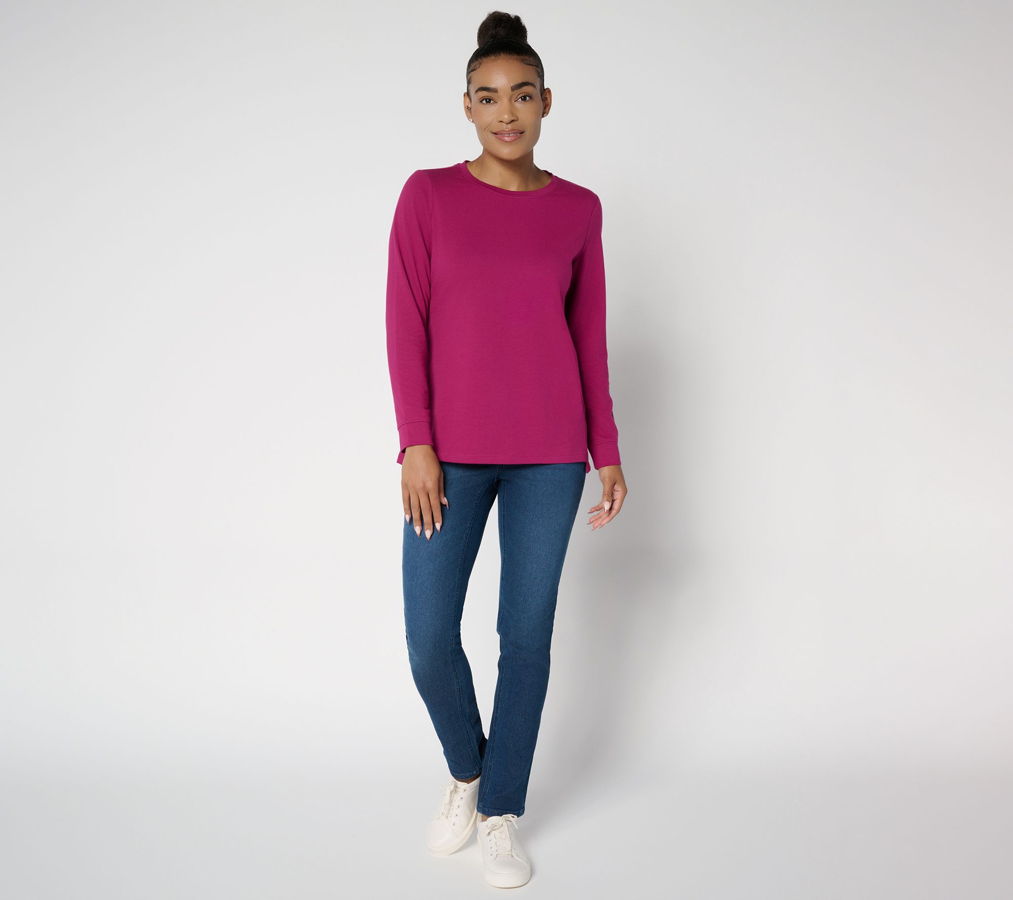 Denim & Co. Essentials Perfect Jersey Crew Neck Top