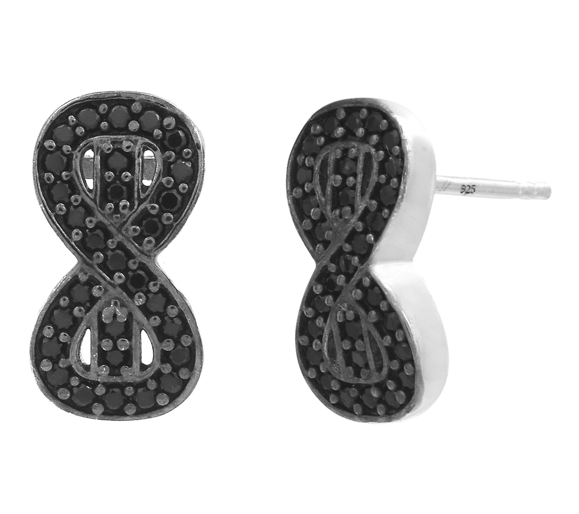 Affinity Gems Black Spinel Drop Earrings, Sterling Silver