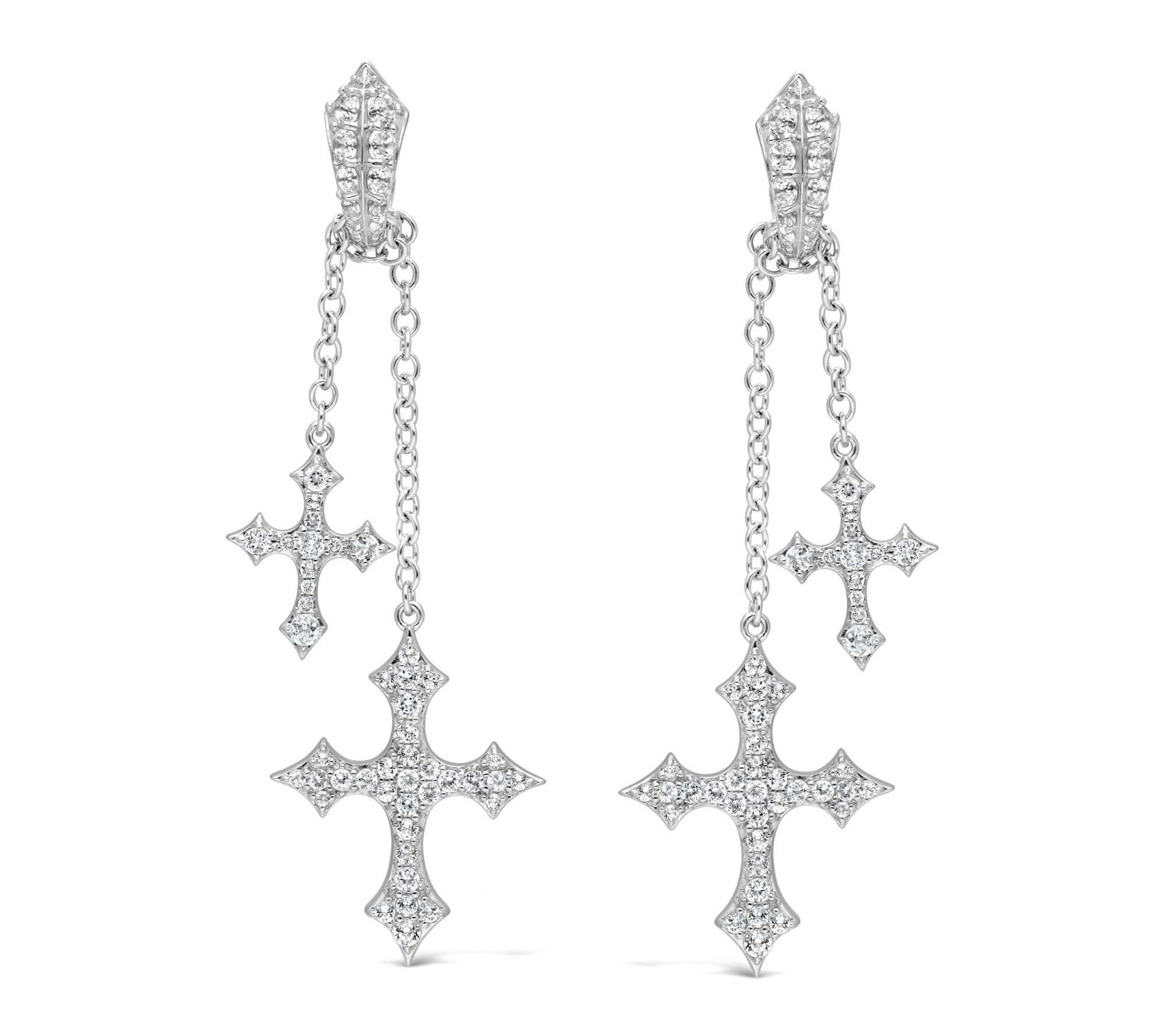 Margo Manhattan Sterling White Topaz FAITH Cross Earrings