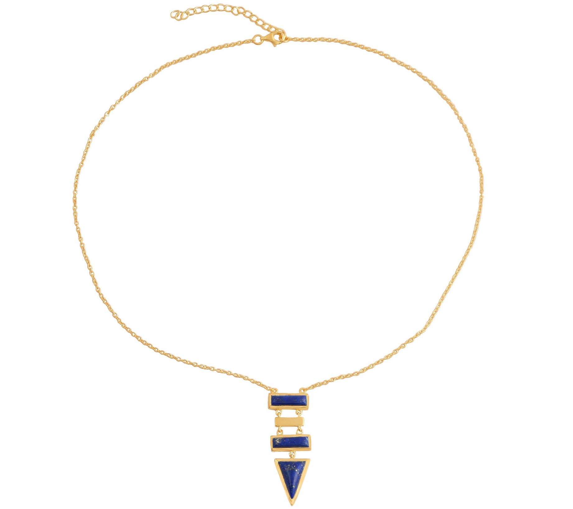 Geometric Lapis Necklace, Sterling