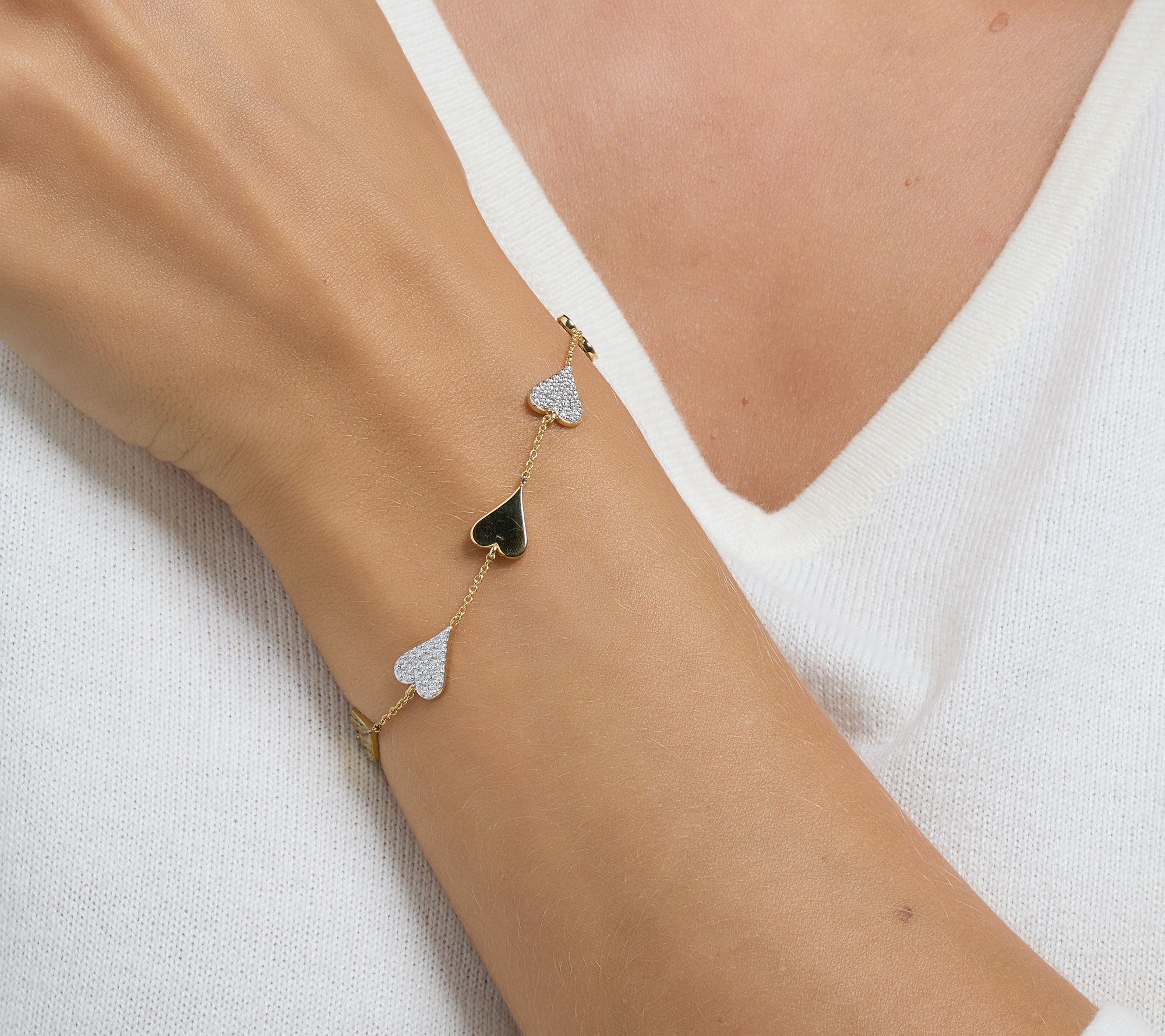 JEN by Jennifer Miller Polished & Lab Grown Diamond Heart Bracelet