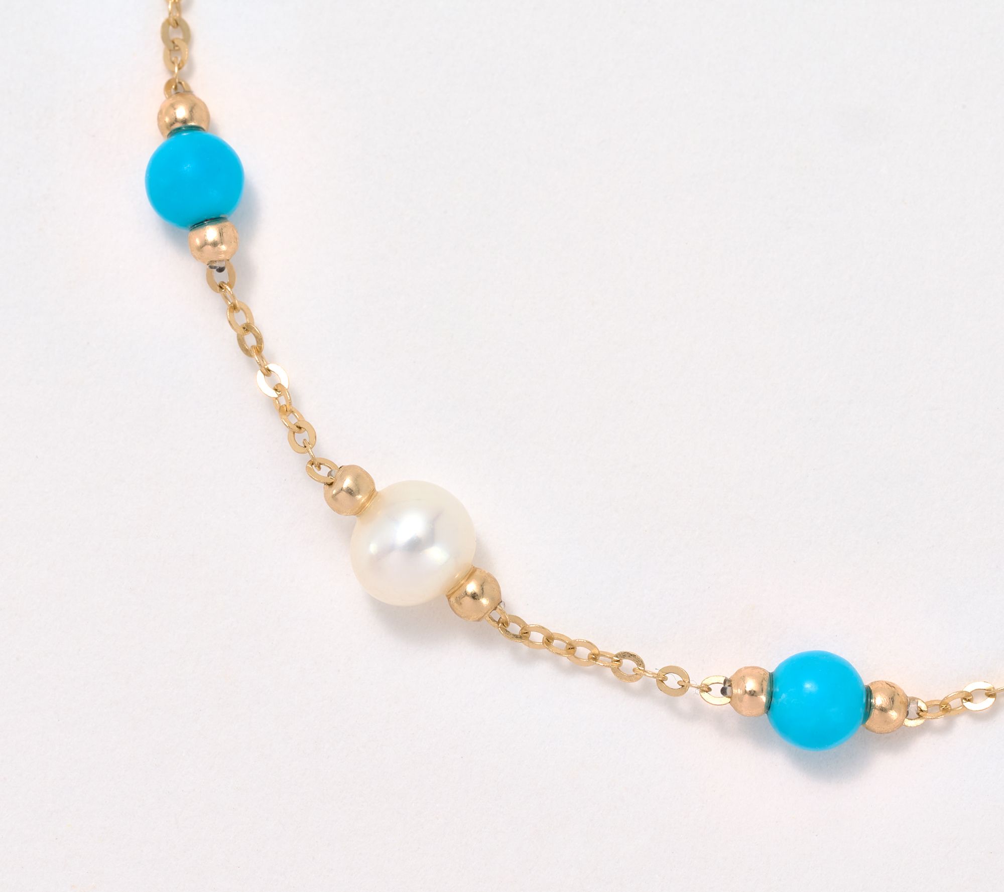 Effy Turquoise & Freshwater Pearl Bracelet, 14K Yellow Gold