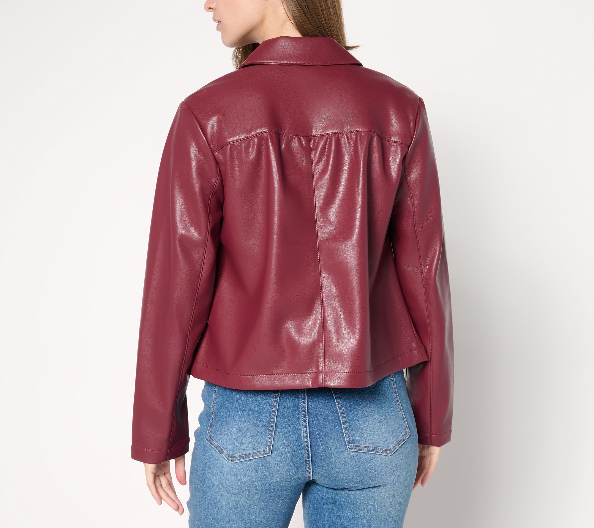 Studio Park x Sandra Bennett Faux Leather Snap Front Jacket