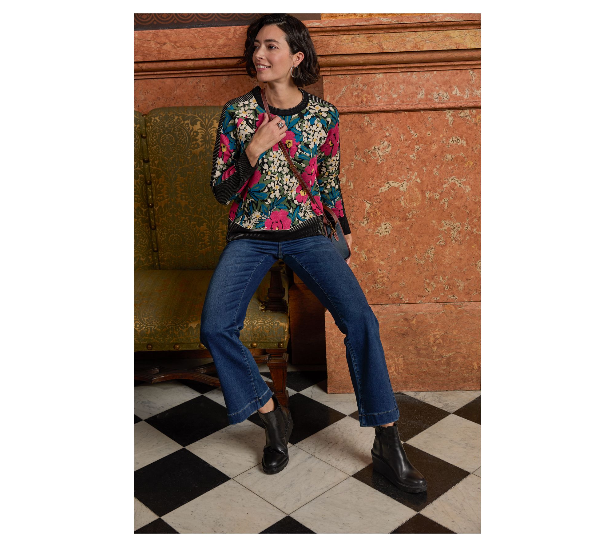 nicole by Nicole Miller Printed Jacquard Sweater