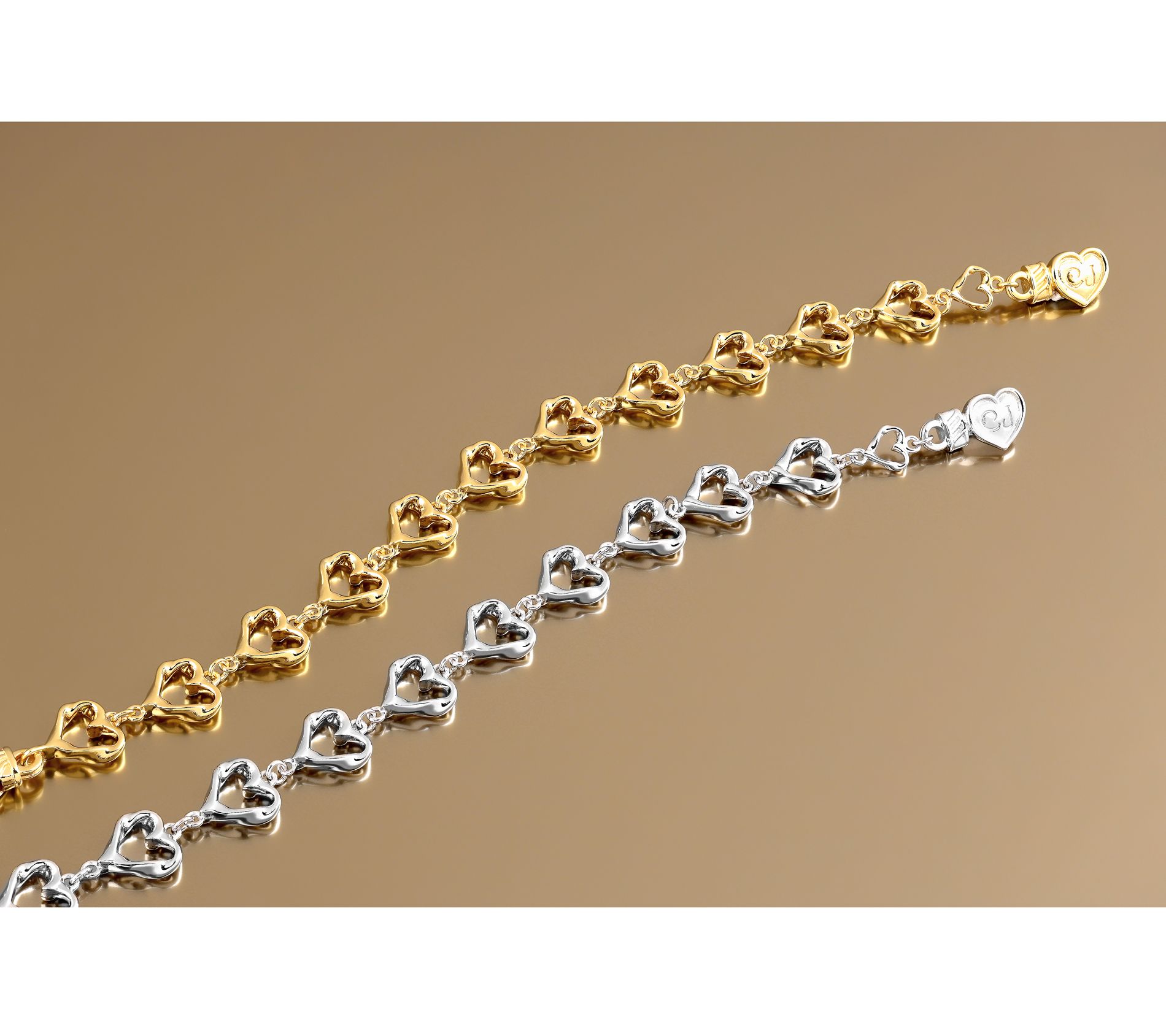 Christian James by Scott Grimes 14K Gold Clad Heart Link Bracelet 11.0g