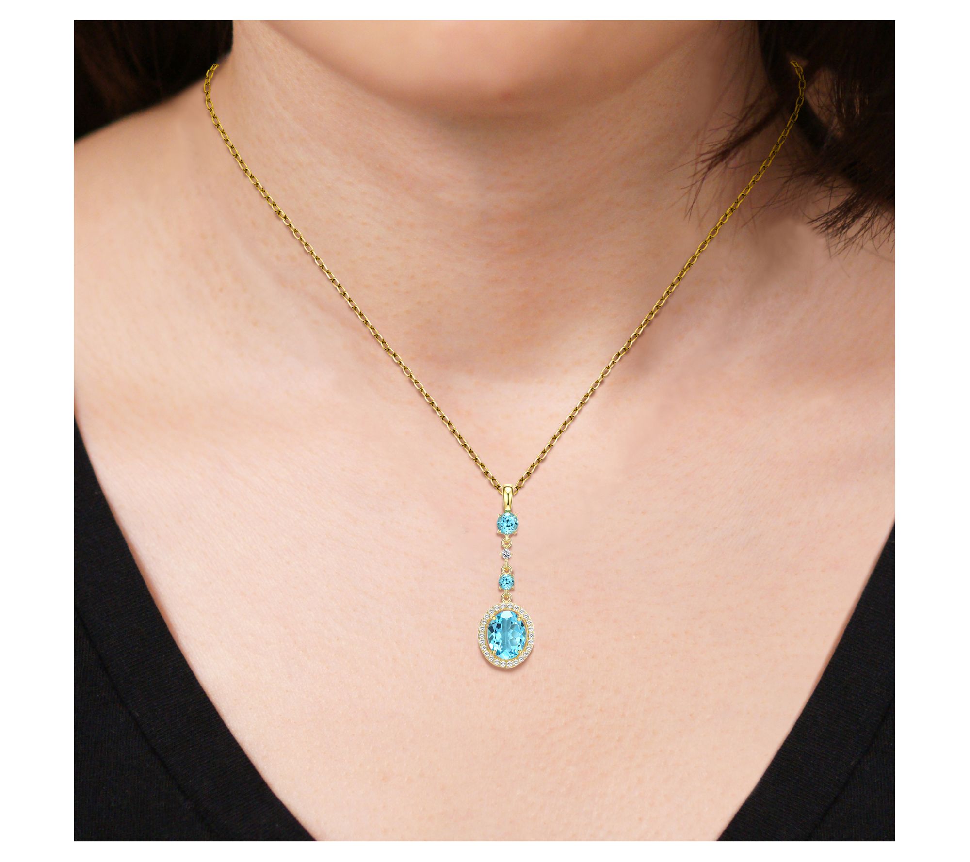 Affinity Gems Topaz & Created Sapphire Necklace, 18K Plated