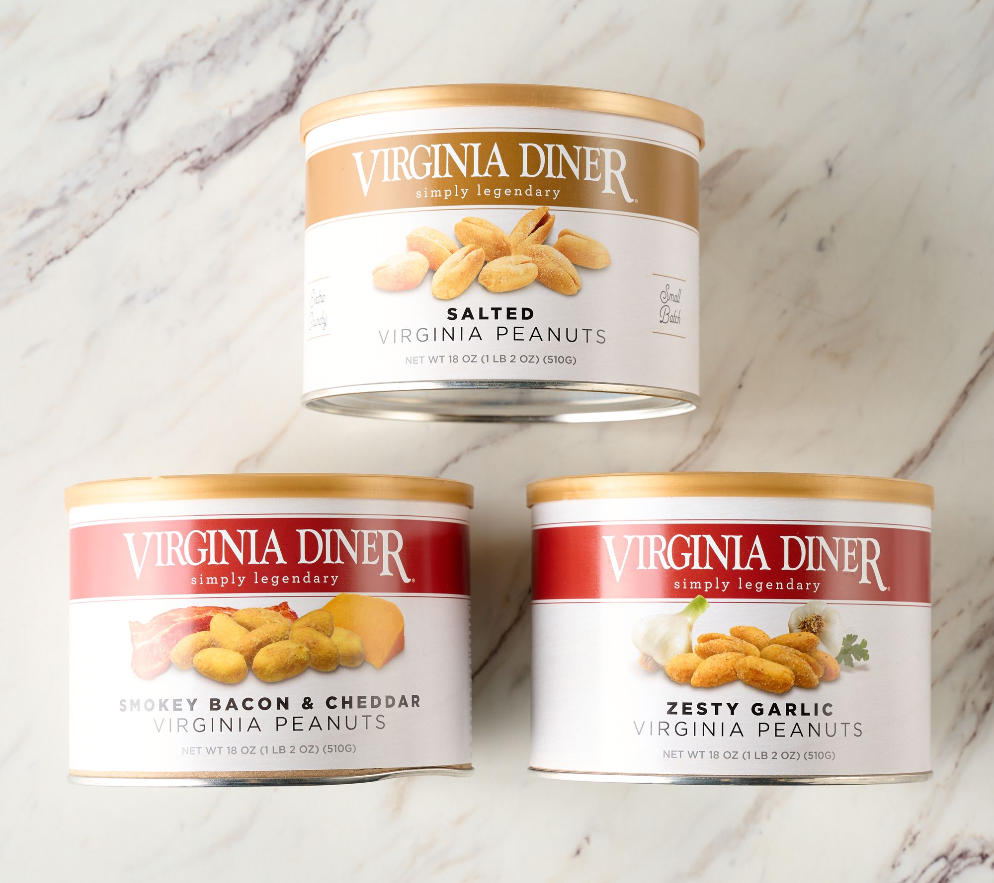 Virginia Diner (3) 18oz Tins Flavored Peanut Assortment