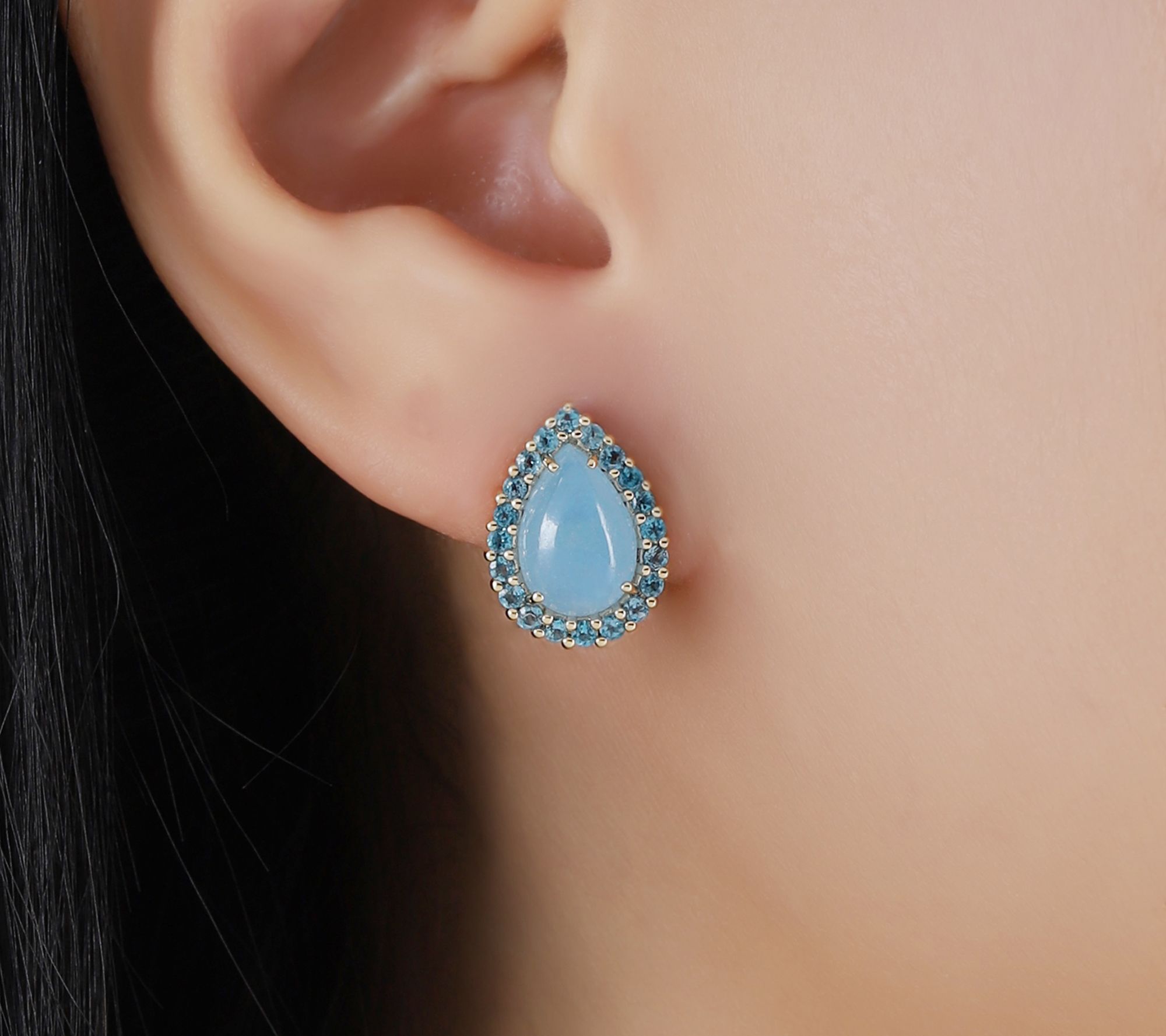 Ariva Sterling Blue Jadeite & Blue Topaz Delphine Earrings