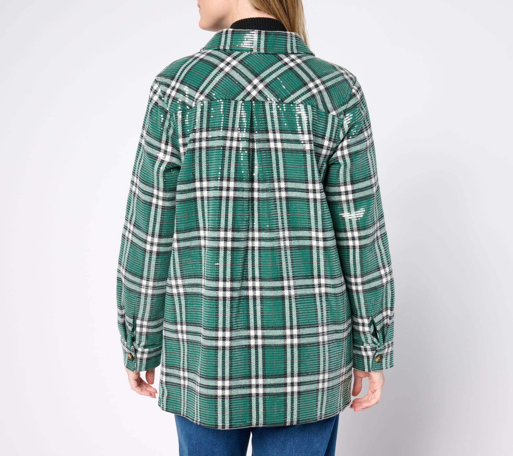 Jingle Belles by Kim Gravel Sequin Plaid Lumberjill Shacket