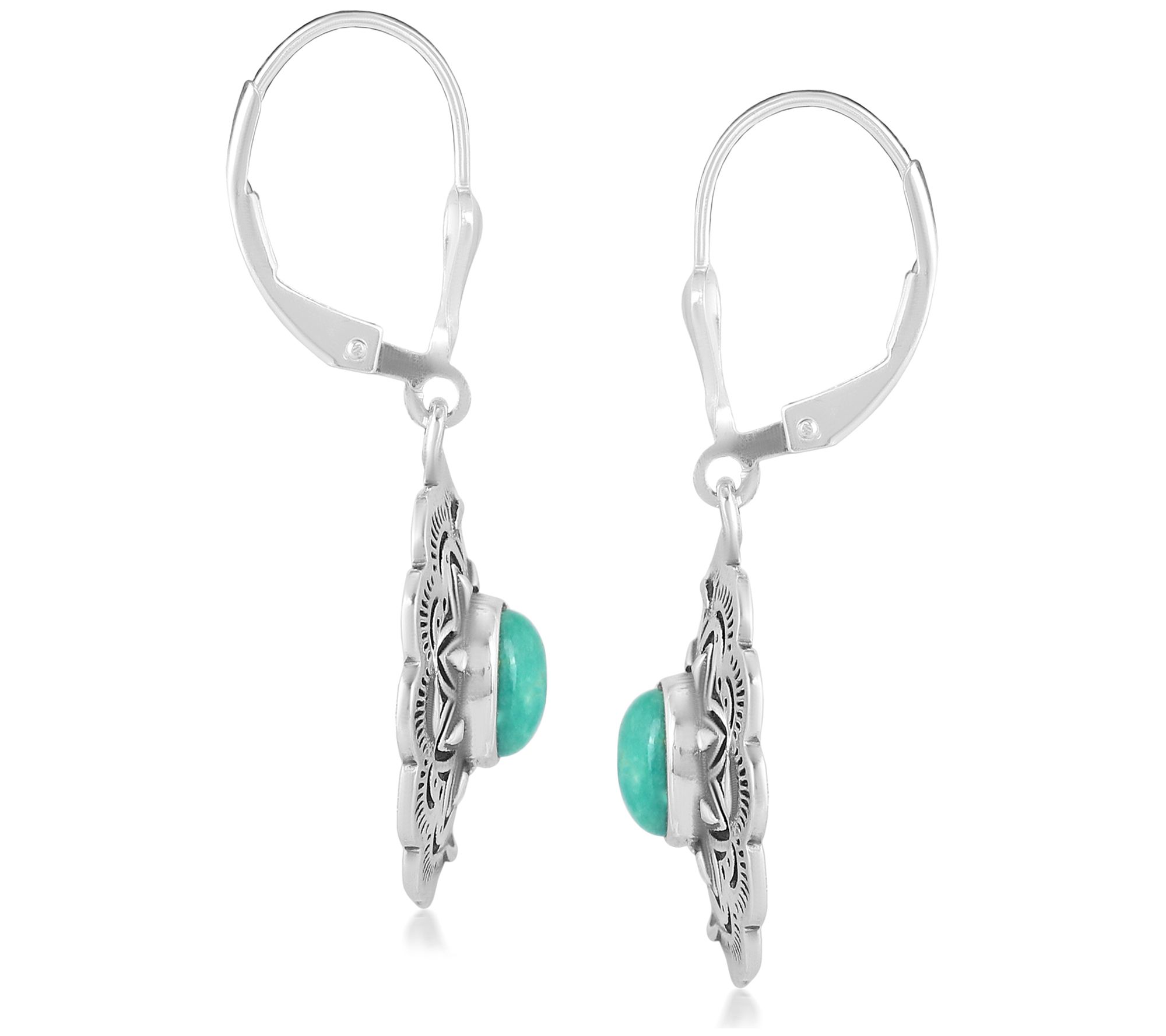American West Sterling Silver Gemstone Concha Earrings