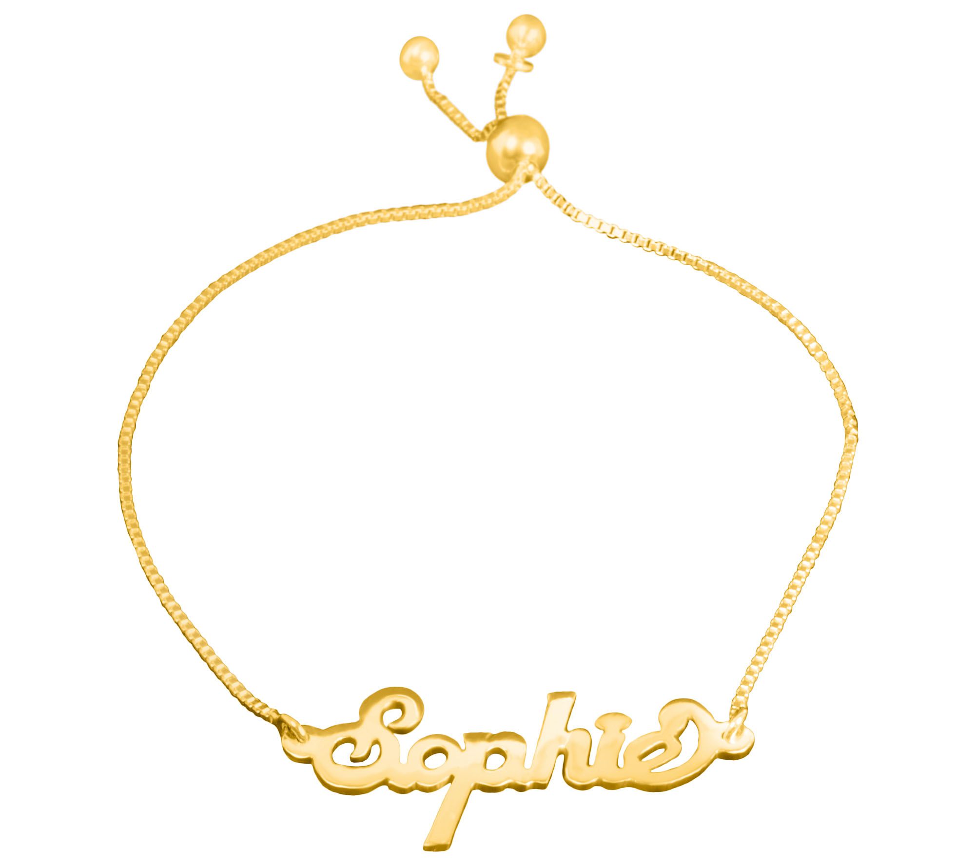Personalized 14K Plated Sterling Adj. Name P la te Bracelet