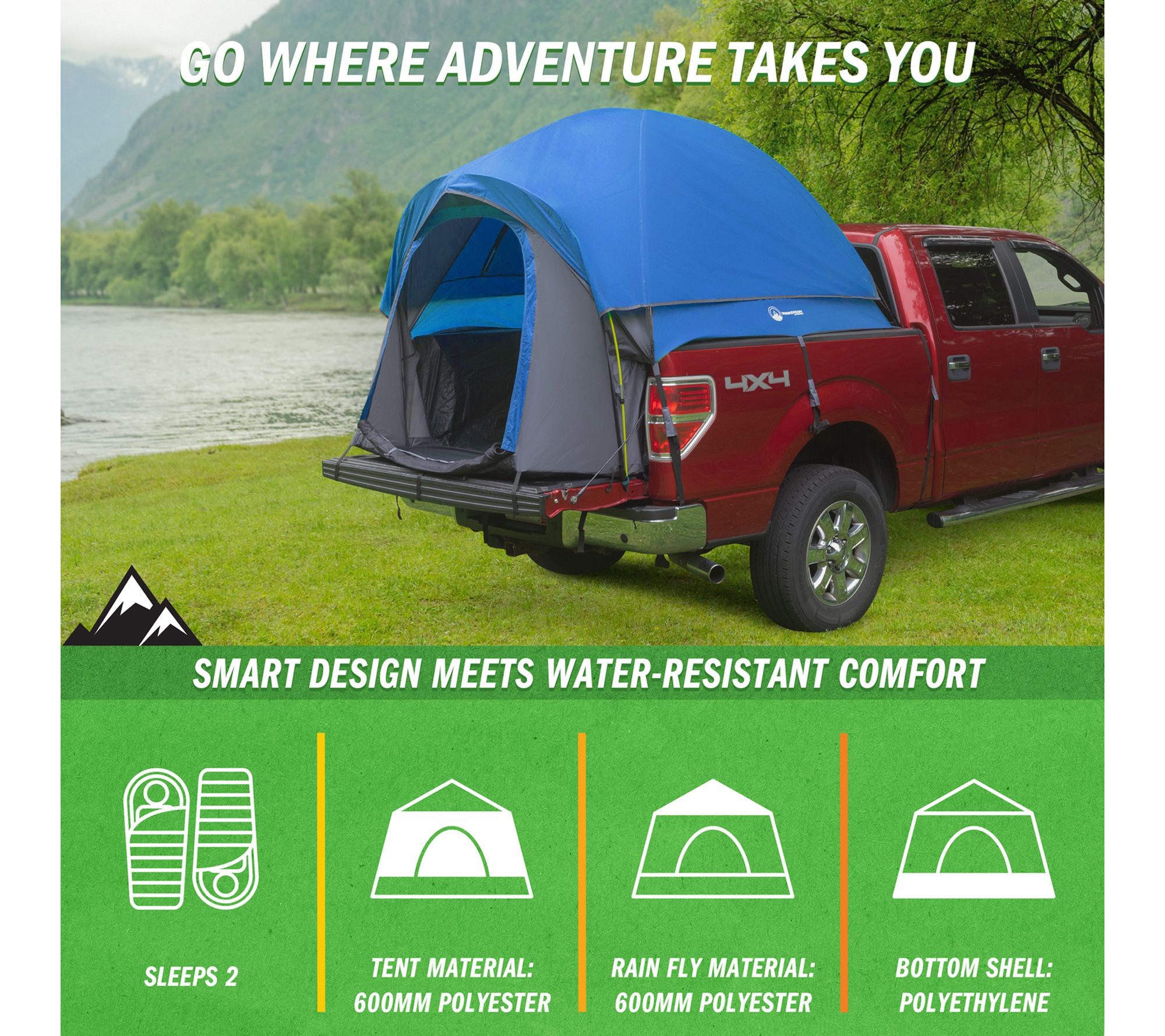 Wakeman Truck Bed Tent Water-Resistant Vented Camper Shell