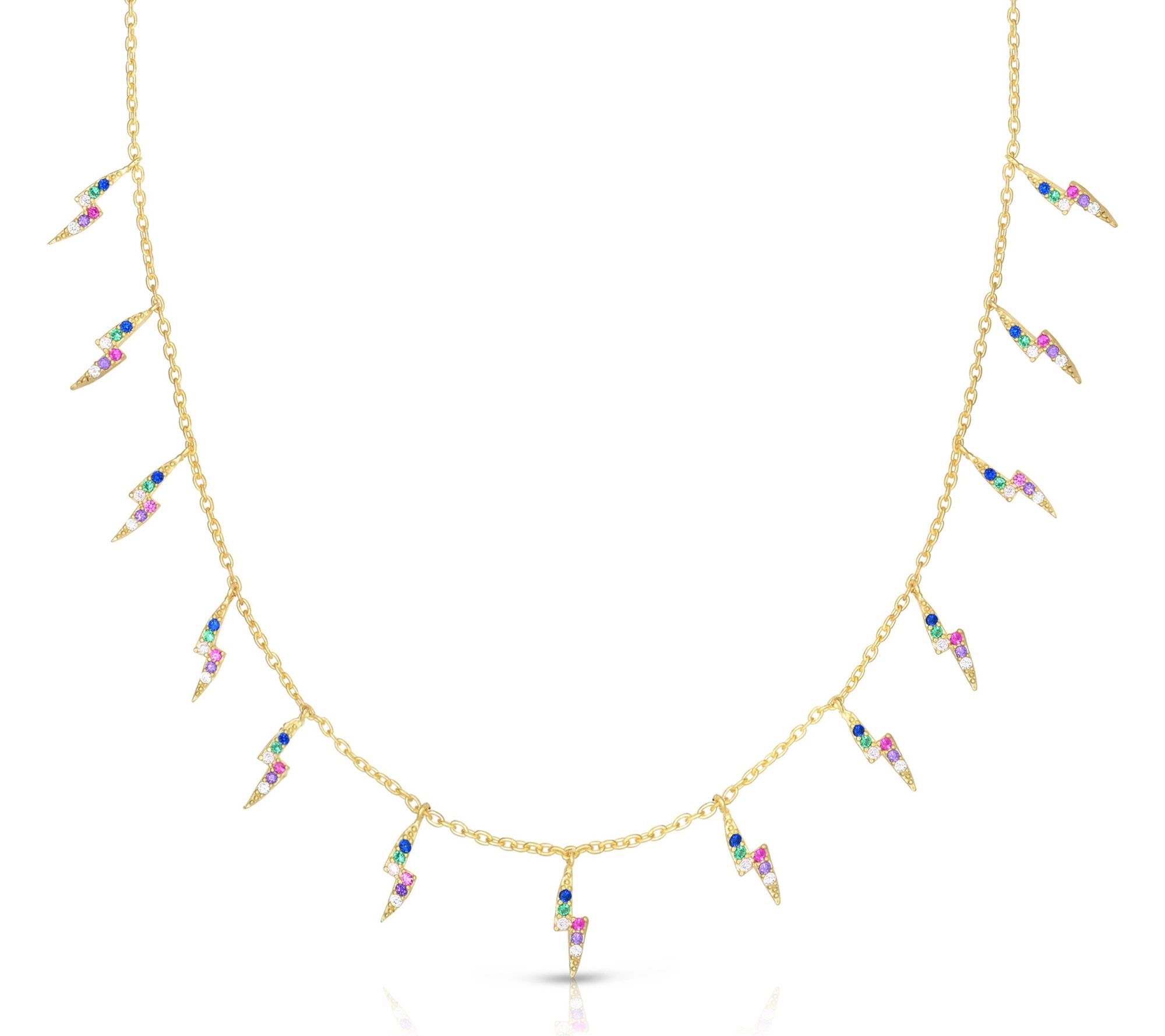 Sterlina Silver Pave Lightning Charm Necklace,Sterling