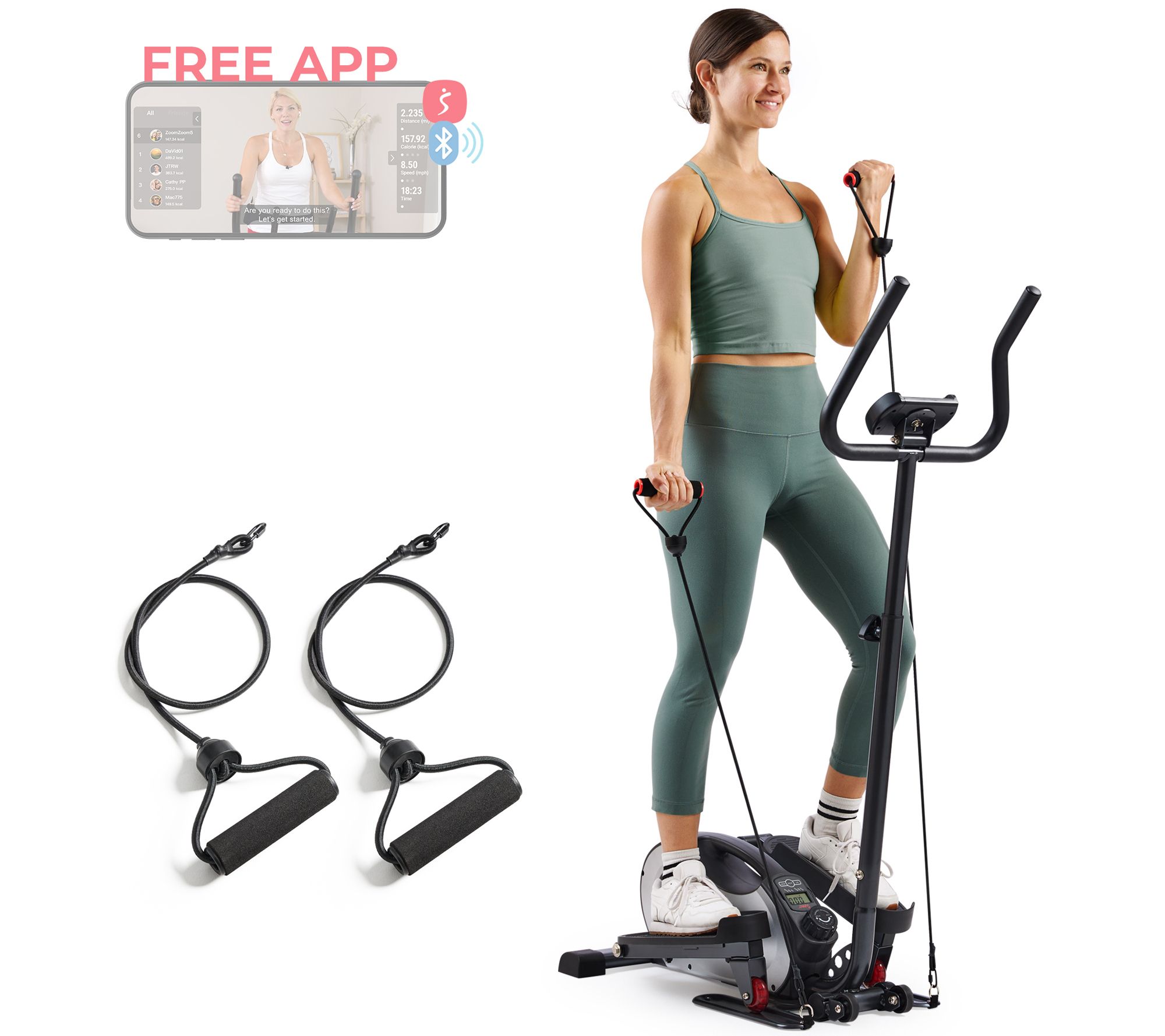 Sunny Smart Compact Elliptical w Elastic Bands