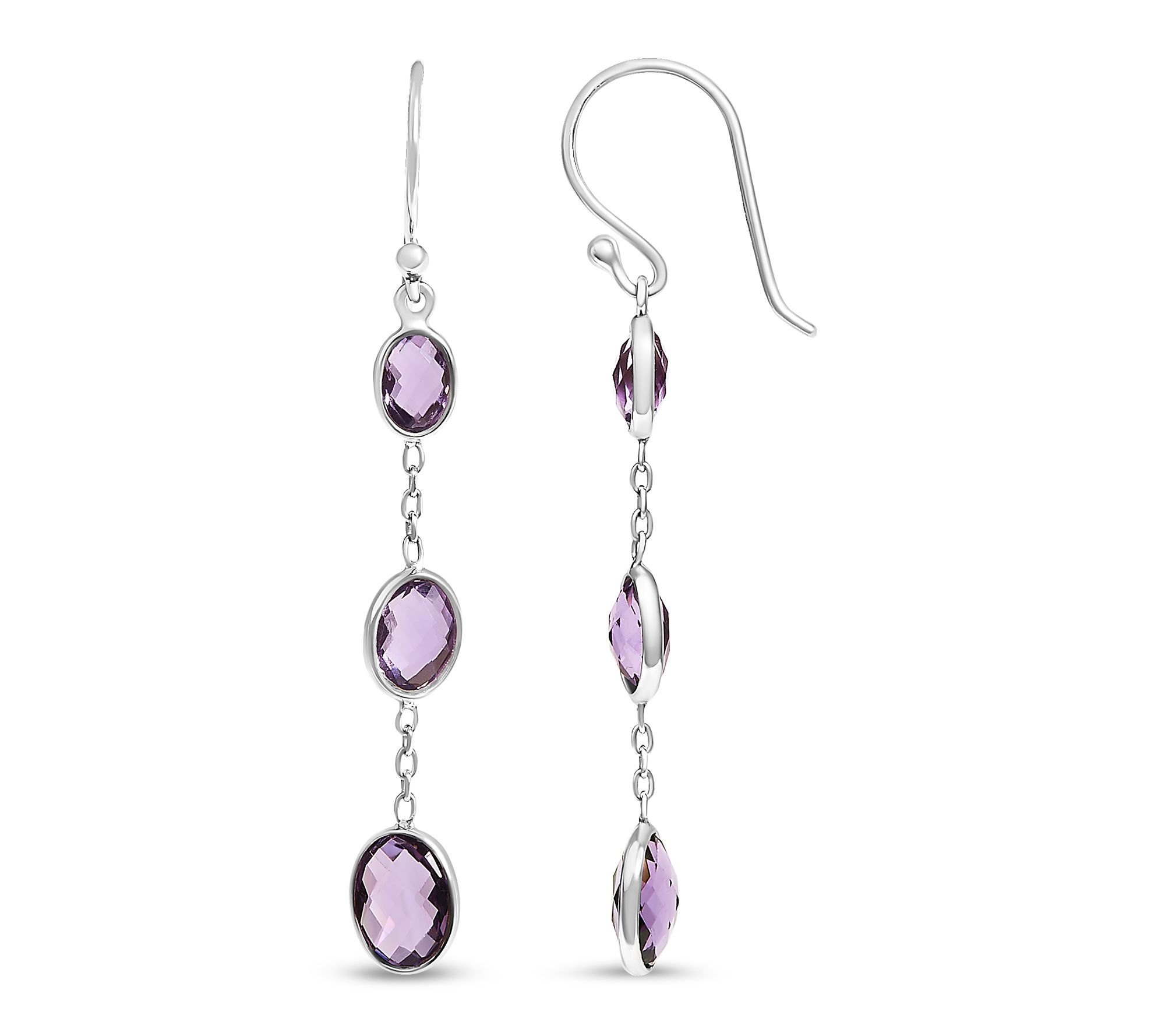 Haus of Brilliance Amethyst Dangle Earrings, Sterling Silver