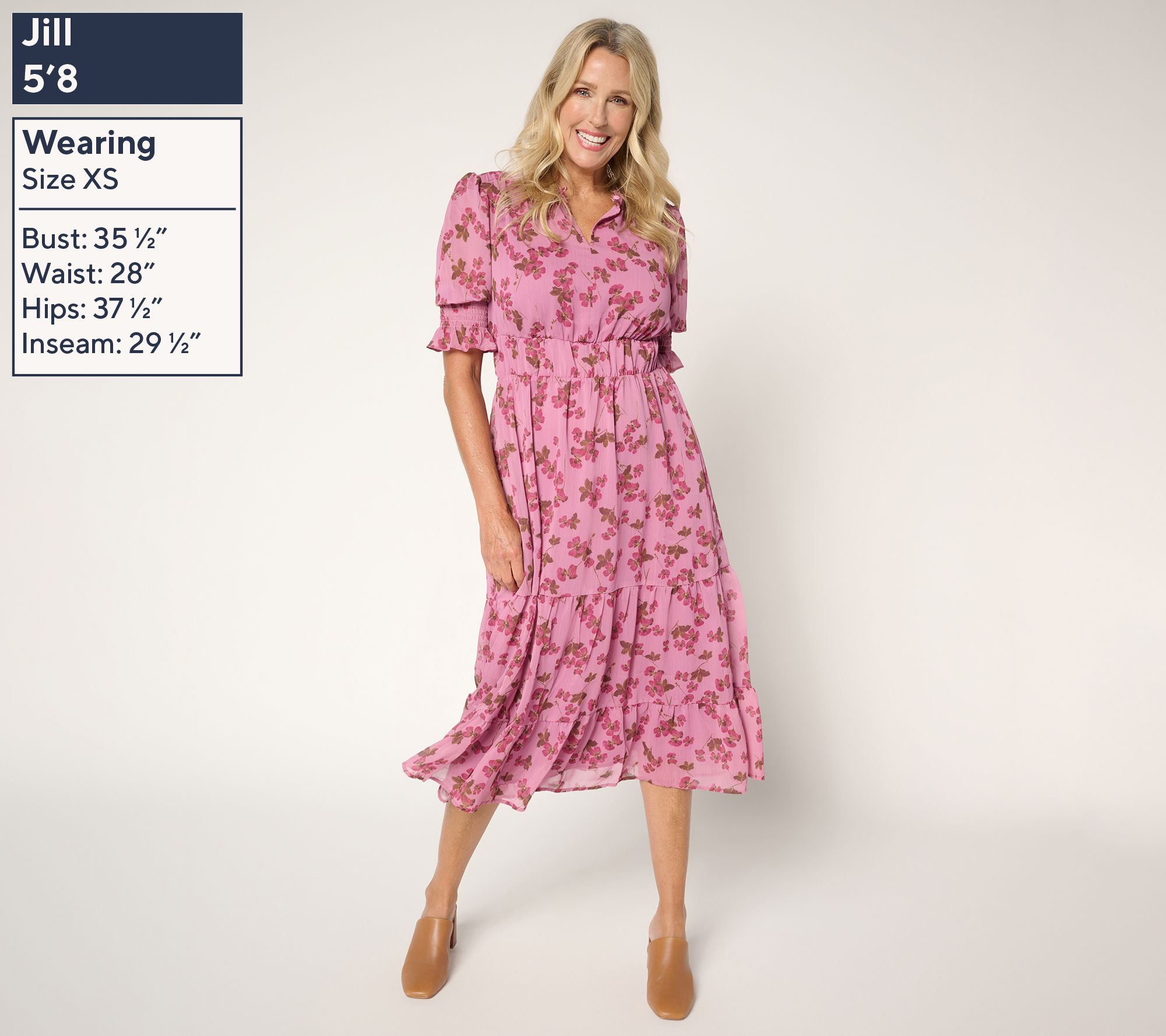 Ree by The Pioneer Woman Regular Printed Tiered Puff Sleeve Dress