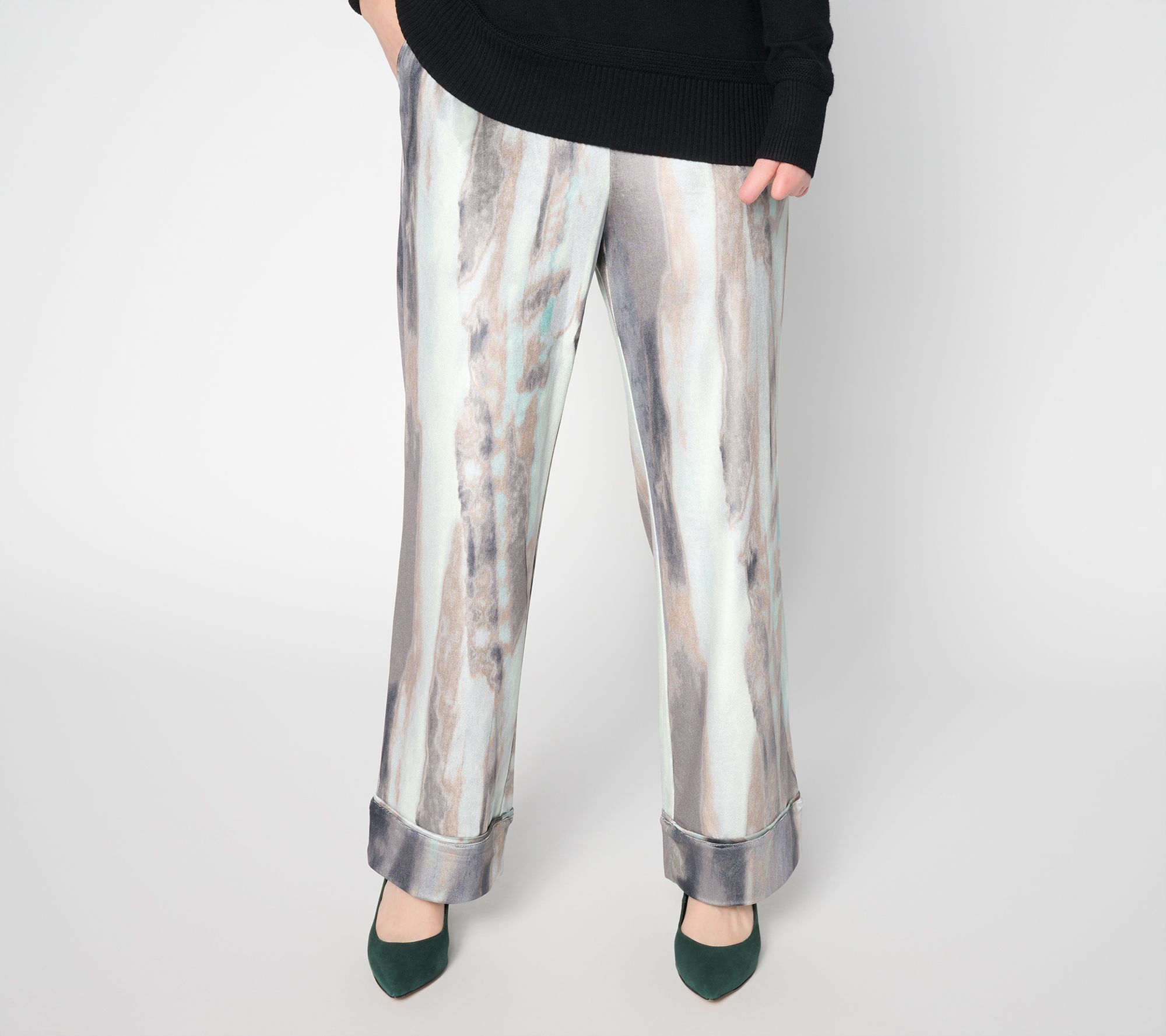 LOGO by Lori Goldstein Regular Printed Velvet Full Length Pants